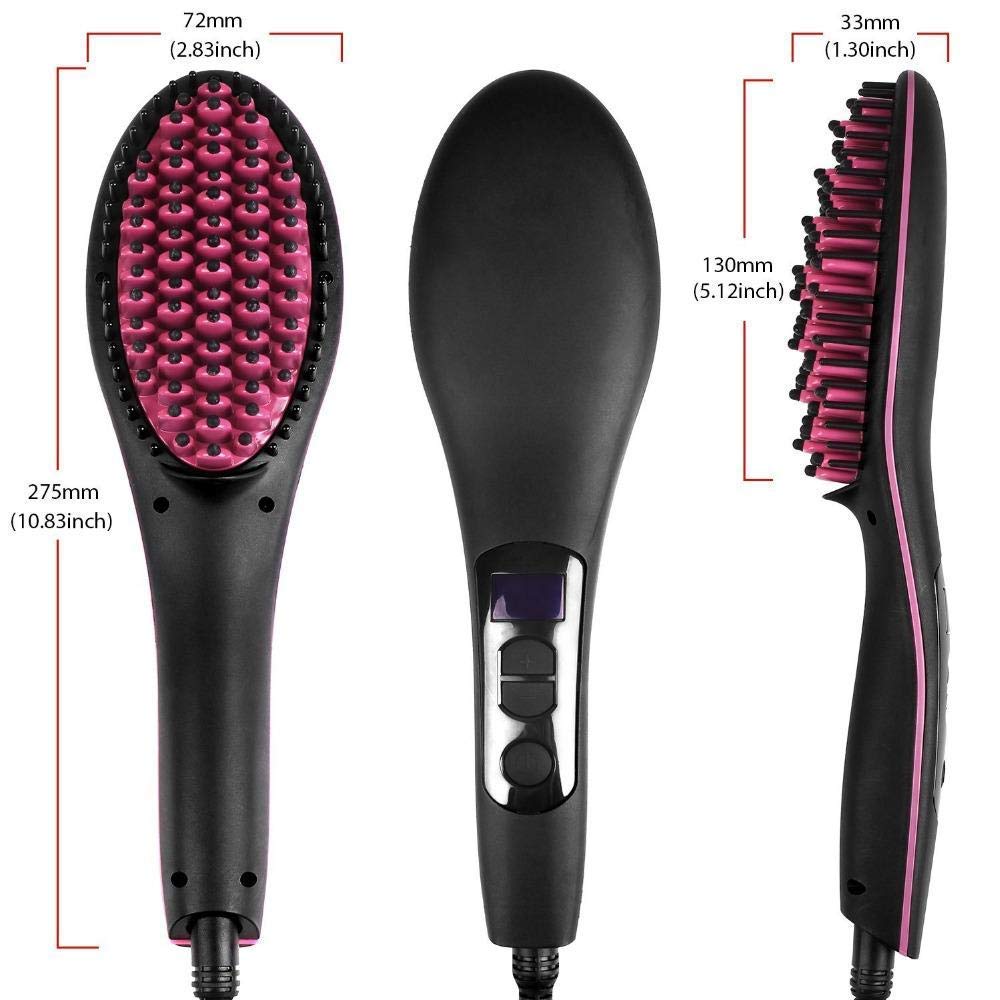 Anugrah Mart 3-in-1 Electric Hair Straightening Brush with Ceramic Plates & Temperature Control Display - Professional Hair Styler for Women - Perfect for Home Use, Travel & Salon-Quality Styling