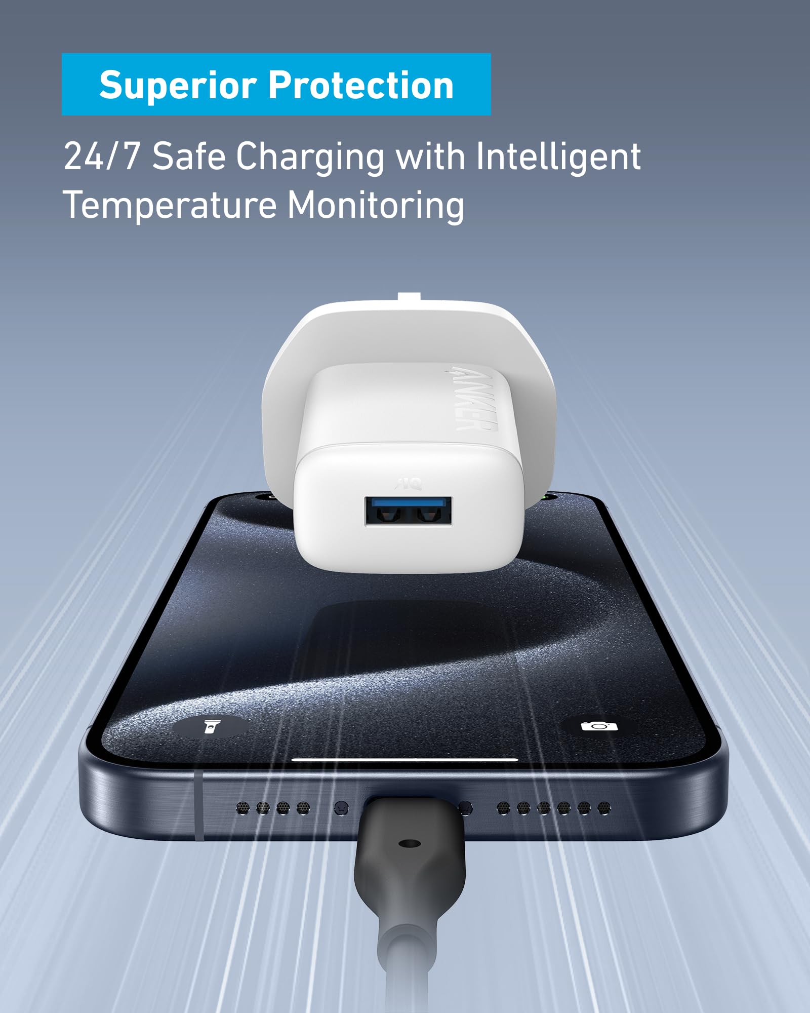 Anker 12W Fast USB Wall Charger Adapter - Compact Power Block for iPhone 15/14/13/12, Galaxy S23/S22, iPad Air - Perfect for Home, Office & Travel Charging Needs