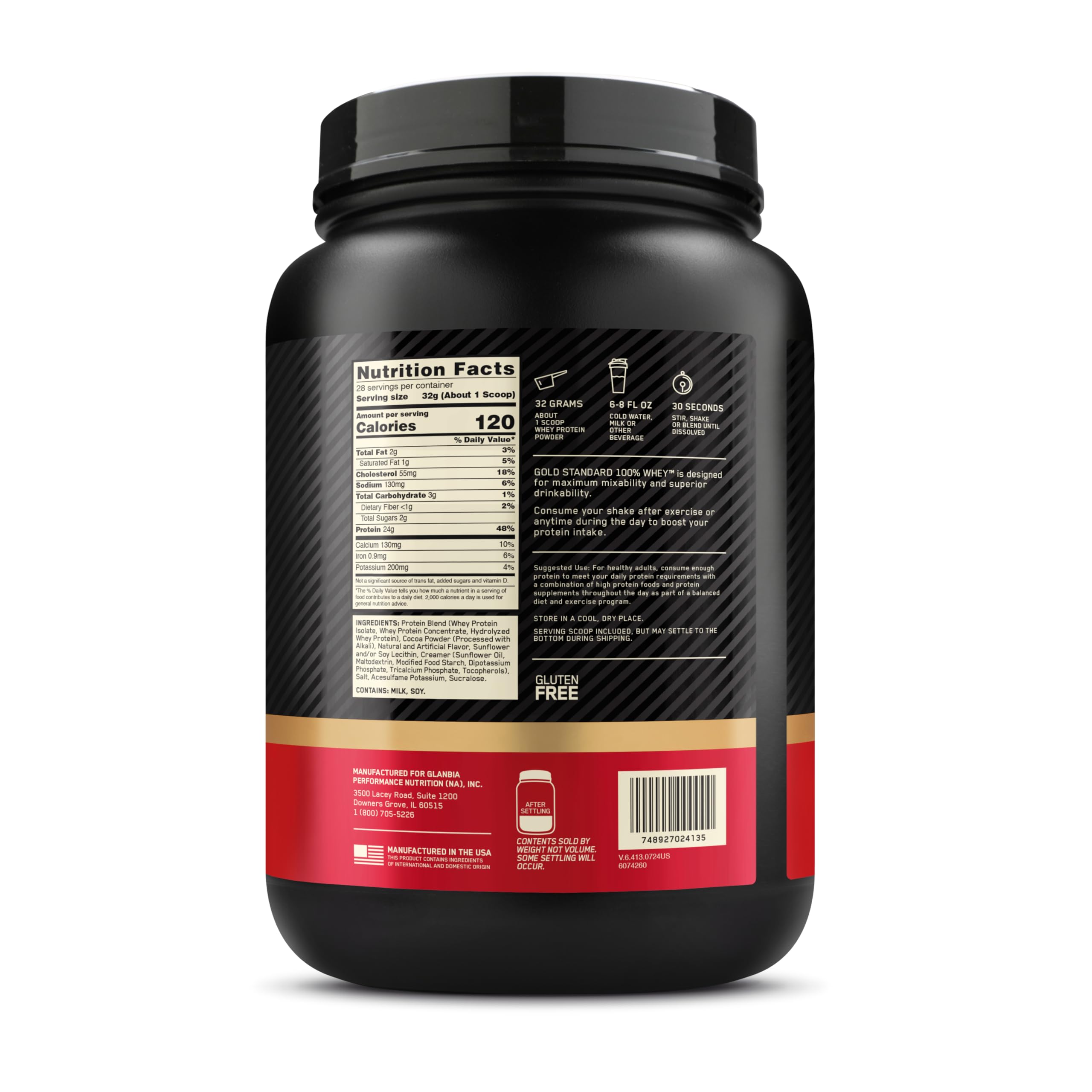 Optimum Nutrition Gold Standard 100% Whey Protein Powder - Extreme Milk Chocolate Flavor, 2lb Muscle Building & Recovery Supplement for Athletes & Fitness Enthusiasts | Post-Workout, Breakfast Smoothies & Healthy Snacks