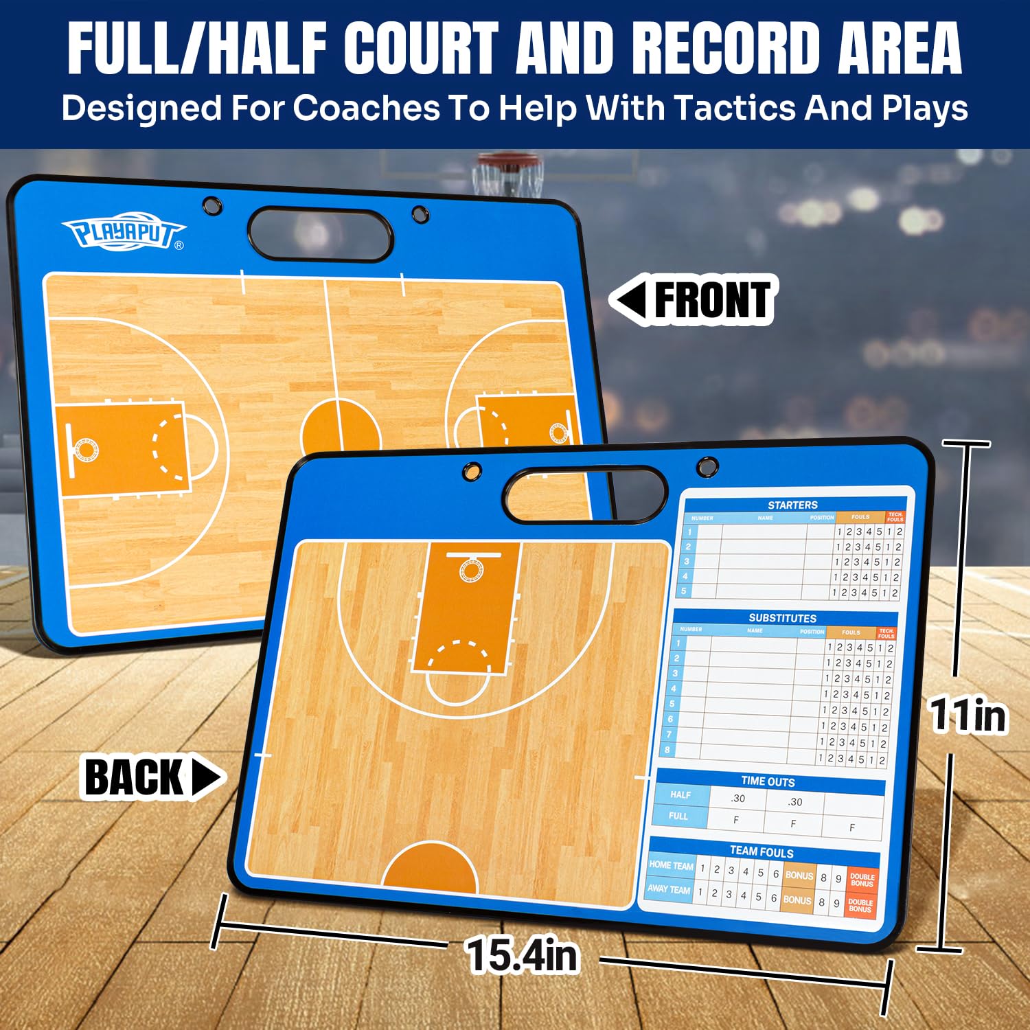 Magnetic Coaching Clipboard - Double-Sided Dry Erase Whiteboard for Basketball, Soccer & Football | Half & Full Court Play Diagrams | Includes Markers | Perfect Coach Gift for Training Sessions & Game Strategies