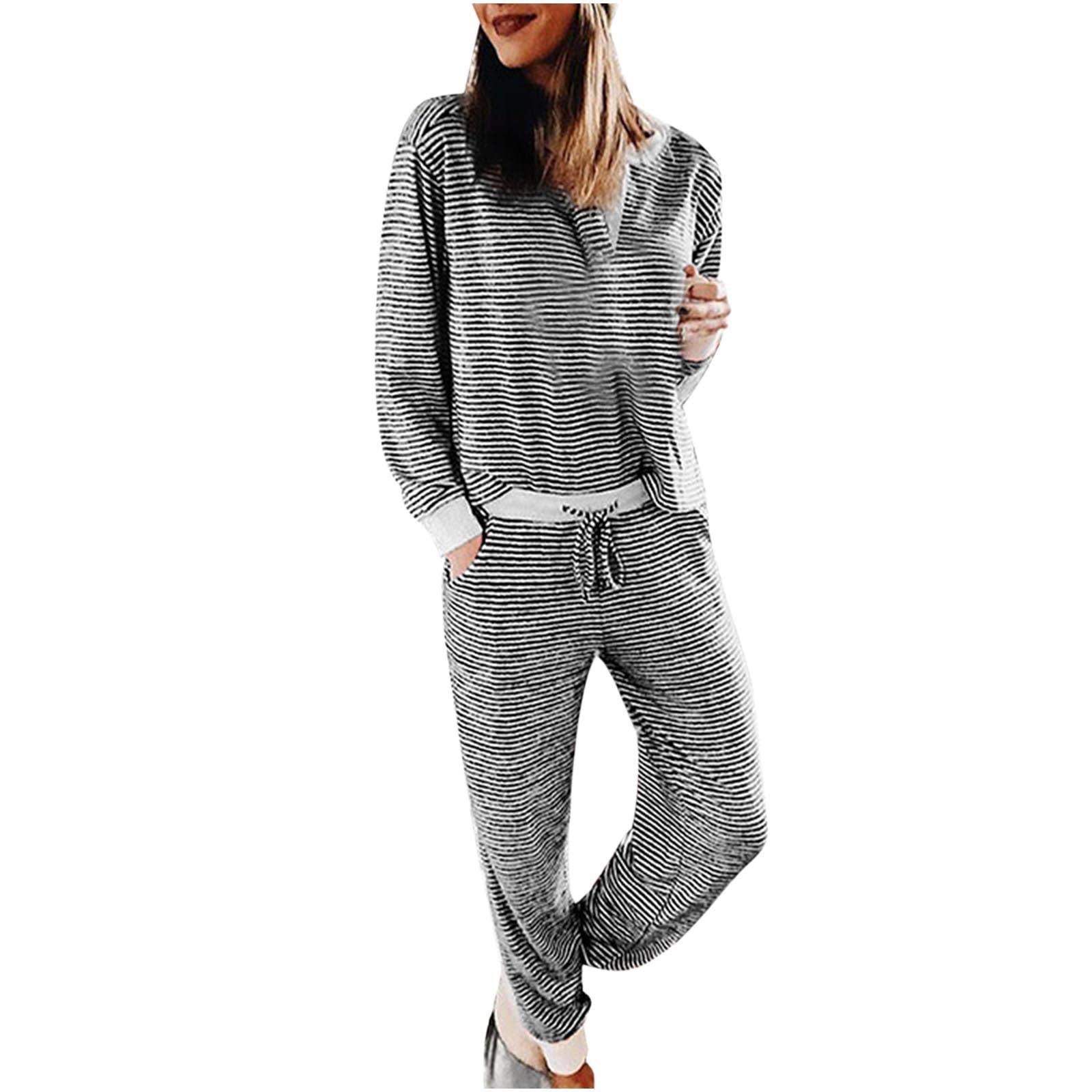 Women's 2-Piece Lounge Set - Soft Long Sleeve Top & Drawstring Sweatpants Pajama Set | Comfy Workout Outfits & Tracksuits for Home, Yoga, and Relaxation