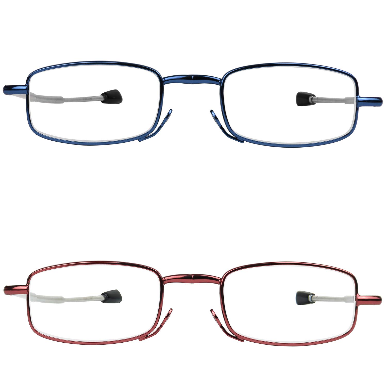 Success Eyewear Reading Glasses 2-Pack - Black & Gunmetal Folding Readers with Case | Compact Unisex Reading Glasses for Men & Women | Perfect for Home, Office & Travel Use