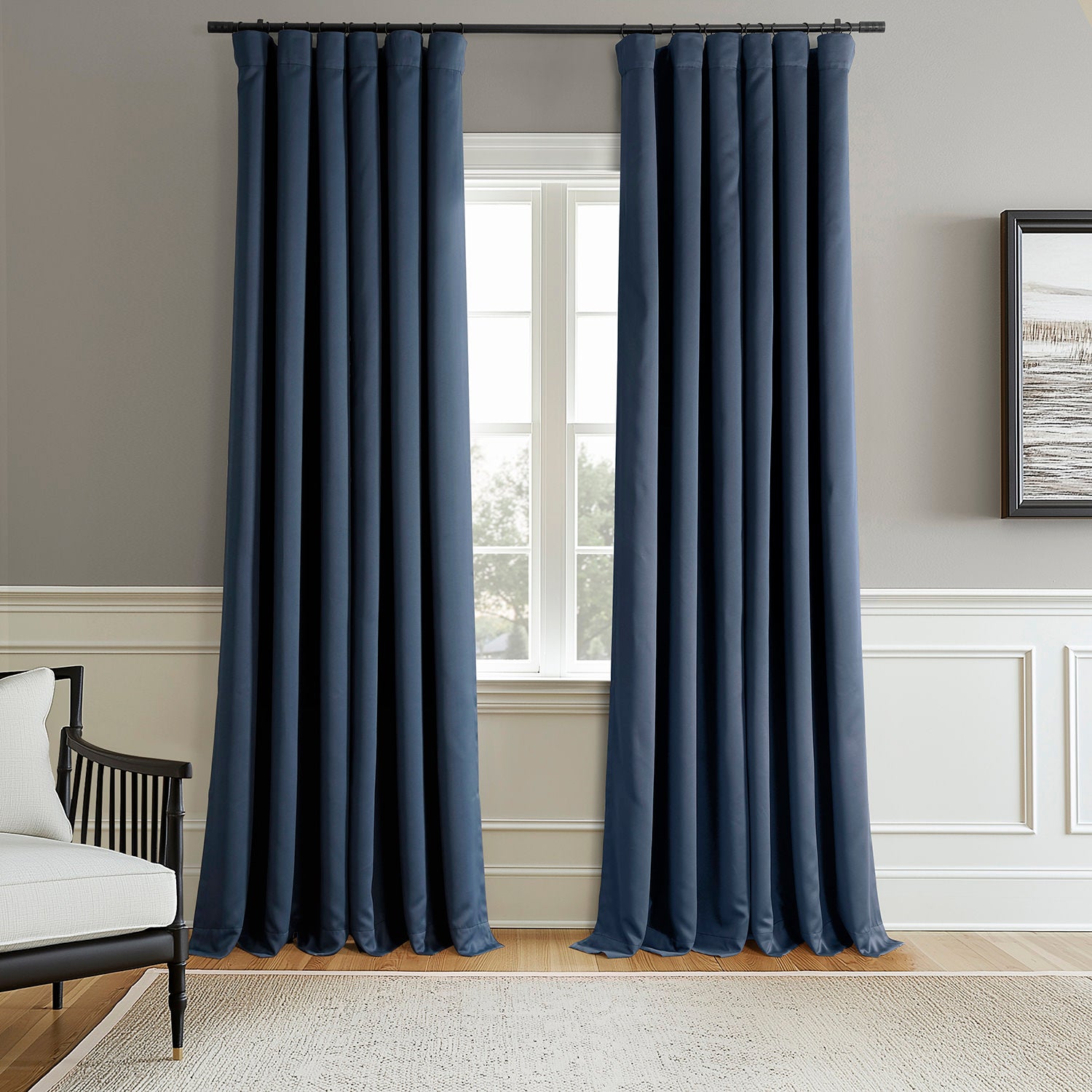 Blackout Curtains for Bedroom - 2 Panels Set, Thermal Insulated & Noise Reducing, Deep Blue Room Darkening Drapes - Perfect for Home Theater, Nursery & Shift Workers