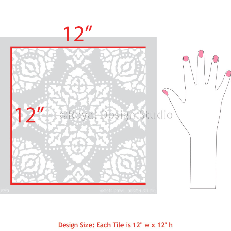 Handmade Bagru Block Print Tile Stencil - Traditional Indian Art Stencils for DIY Home Decor, Wall Painting & Craft Projects