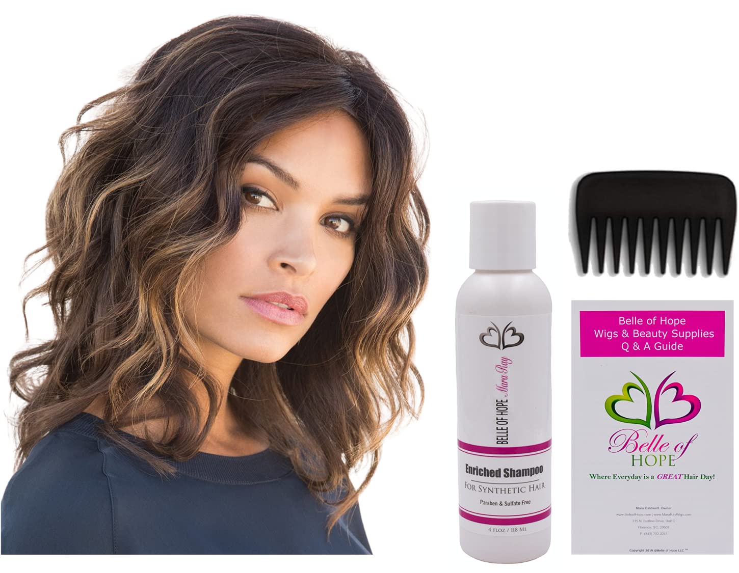 Rene of Paris EVANNA TOP PIECE 4PC Bundle - Hair Topper, 4oz Mara Ray Enriched Shampoo, Wide Tooth Comb & 19 Page Guide (Dark Chocolate) | Perfect for Thinning Hair & Hair Loss Solutions | Great for Daily Use & Special Occasions