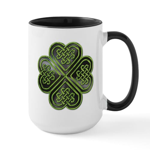 White/Black Inside - Celtic Knot Shamrock Large Mug