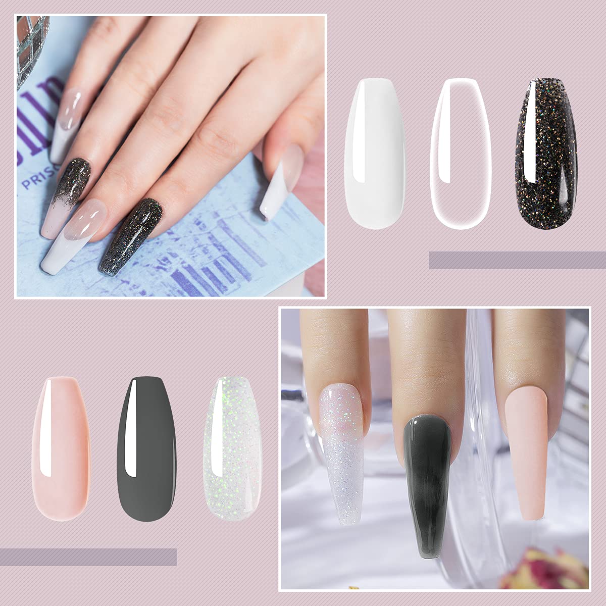 ROSALIND 6-Piece 15ML Semi-Permanent Poly Nail Gel Extension Kit - Professional UV/LED Gel Polish Set for Long-Lasting Manicures | Perfect for Salon, Home Use & Nail Art Designs