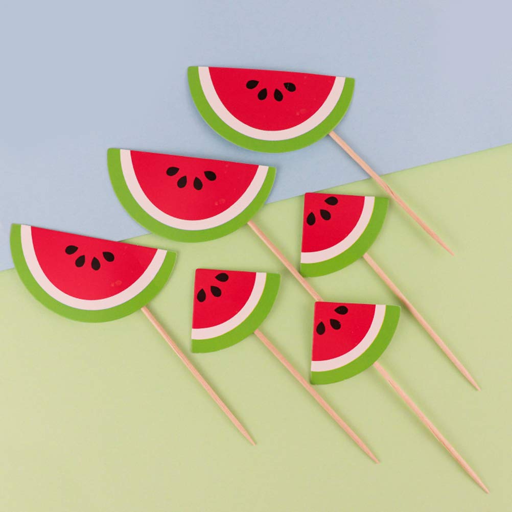 12pcs Watermelon Shaped Cake Toppers - Cupcake Decorations for Birthday, Baby Shower & Summer Party - Edible Cake Picks for DIY Baking & Dessert Decor