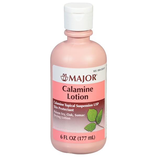 MAJOR Calamine Lotion - USP Certified Skin Protectant for Itch Relief & Poison Ivy - 6 Fl Oz (177 mL) - Soothes Bug Bites, Sunburn & Rashes for Outdoor Activities & Skin Care