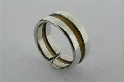Titanium and Sterling Silver Line Ring - Earth Tone Jewelry for Men & Women - Perfect for Everyday Wear, Gifts, and Special Occasions