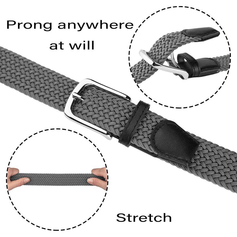 JUKMO Elastic Braided Belt for Men & Women - Adjustable Stretch Woven Belt with Gift Box - Perfect for Casual, Office & Travel Outfits