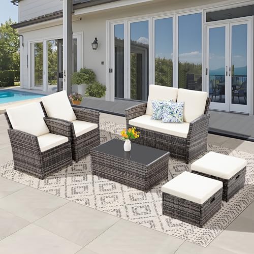 Grey Rattan + Beige Back Cushion