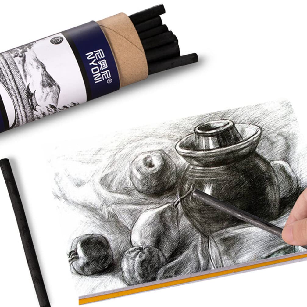 STOBOK 25-Piece Professional Sketching Set - Jumbo Carbon Pencils, Blending Pencils & Charcoal Sticks for Artists | Perfect for Shading, Drawing & Sketching | Ideal for Beginners & Professionals | Art Supplies for Portraits, Still Life & Landscape Drawing