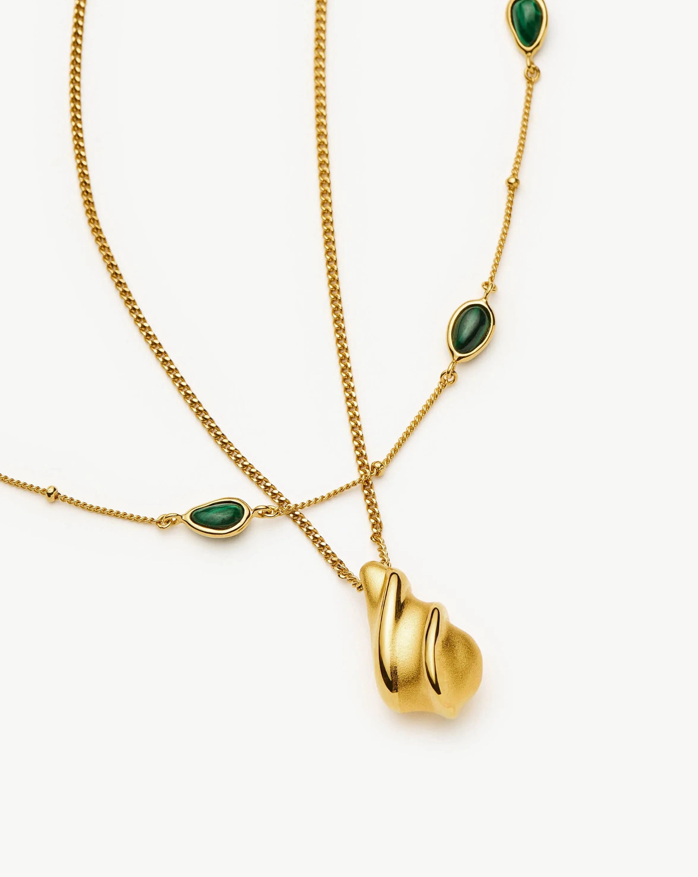 Savi Droplet Necklace & Magma Choker Set - 18k Gold Plated, 18k Gold Vermeil & Malachite Jewelry for Women | Elegant Gift for Anniversary, Valentine's Day & Special Occasions
