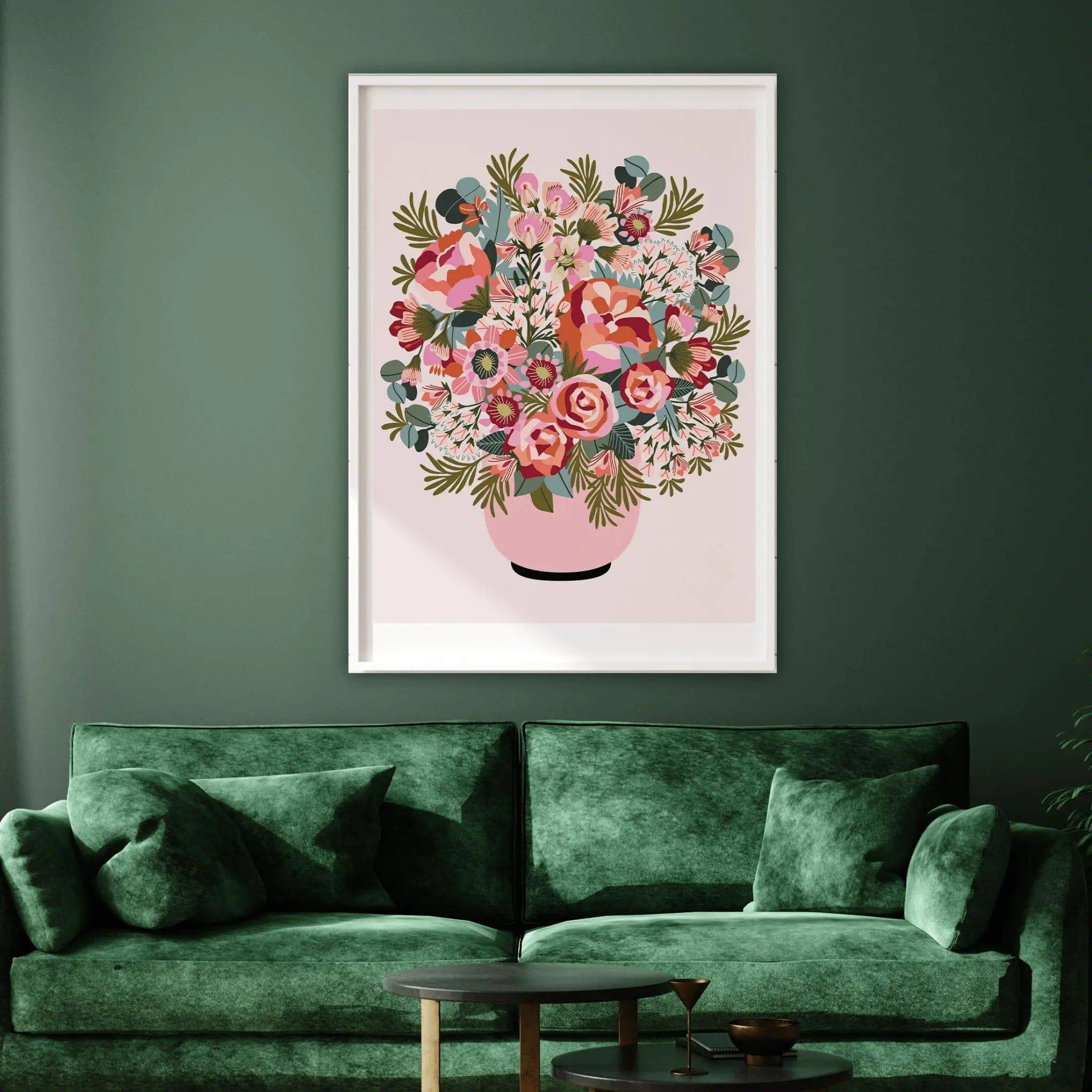 Elegant Roses and Peonies Floral Wall Art Print - Vintage Flower Vase Painting for Home Decor, Living Room, Bedroom & Office