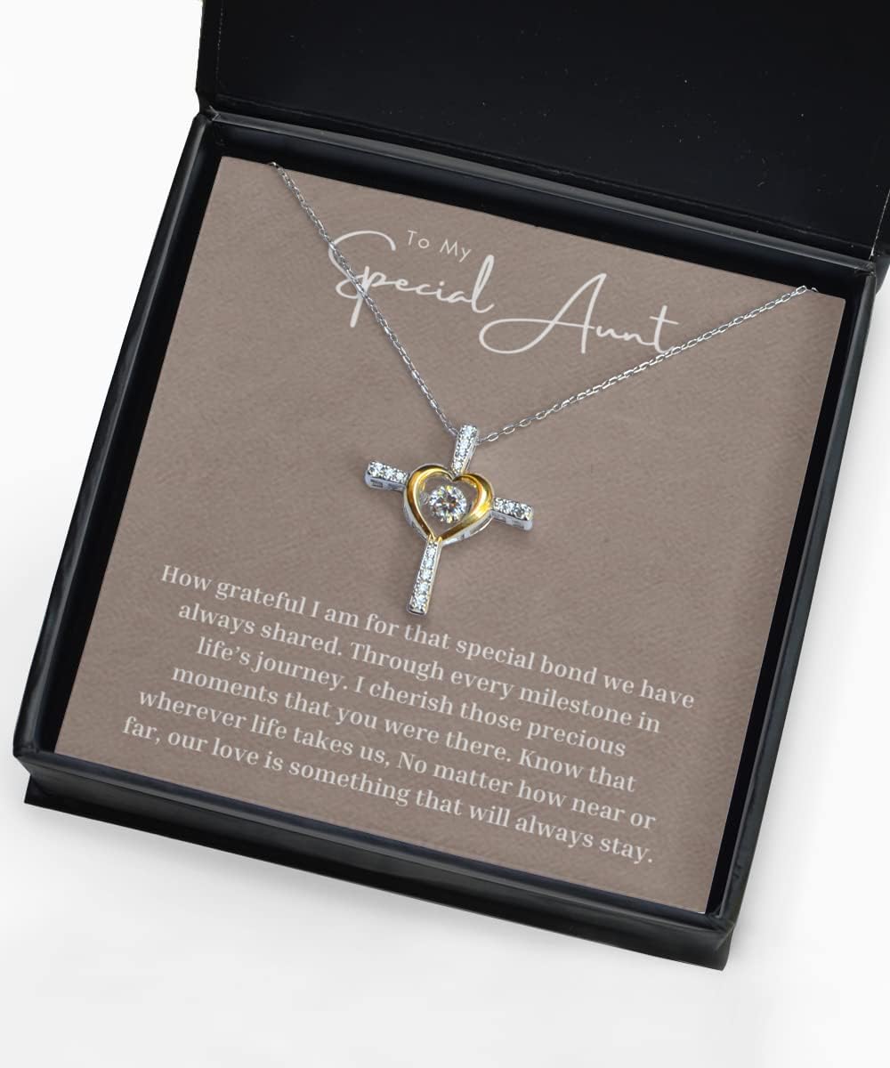 Funny Aunt Gifts - Best Cross Dancing Necklace for Special Aunt from Nephew/Niece - Perfect Birthday, Christmas, Mother's Day & Anniversary Present - Express Gratitude for Your Special Bond - Great for Dancing Parties, Family Gatherings & Everyday Wear