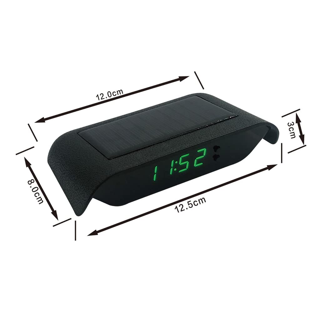 Zcargel 3-in-1 Solar Car Digital Thermometer Clock with USB Charging, Luminous Display, Multifunctional Car Interior Accessory for Enhanced Driving Comfort - White
