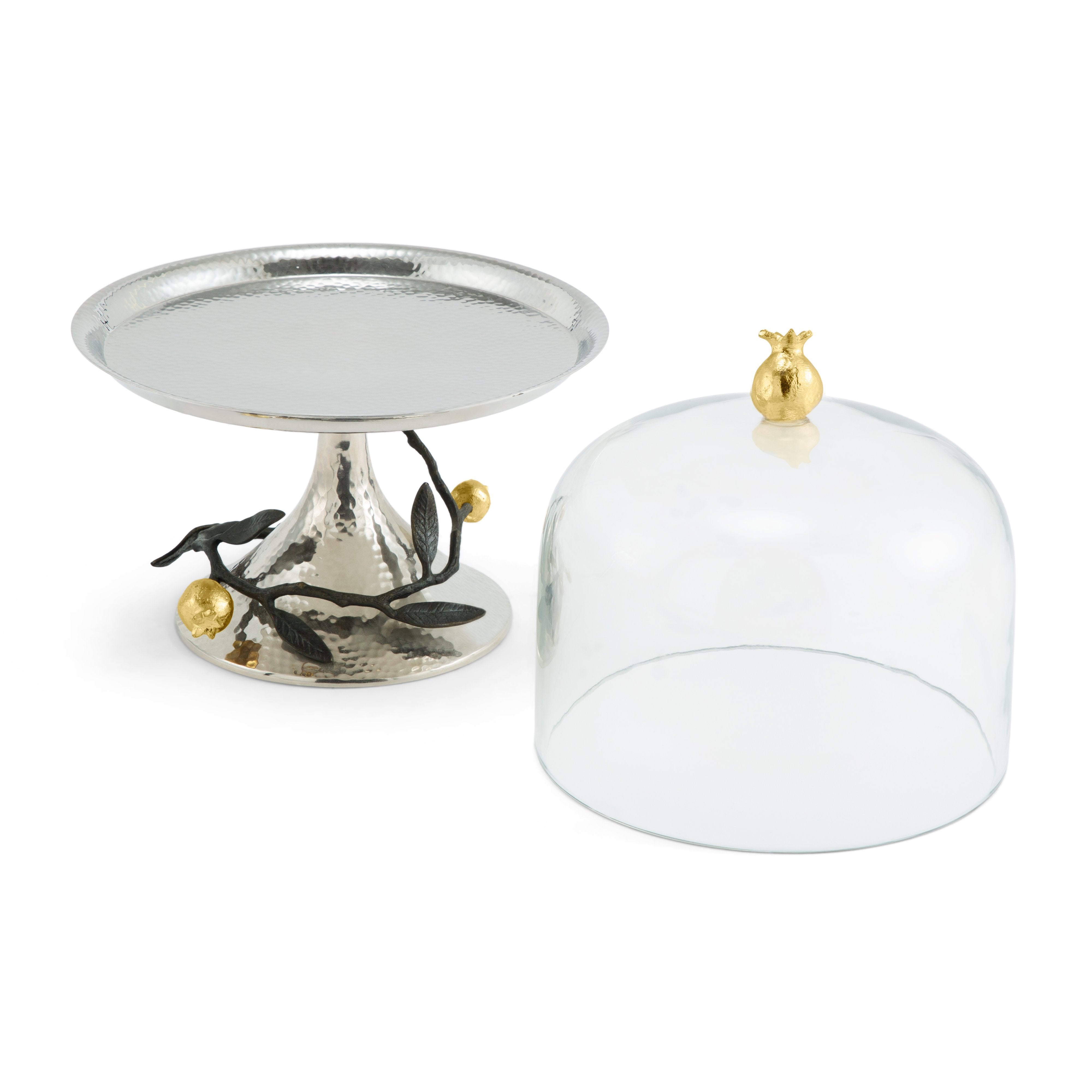 Fresh Pomegranate Pastry Dessert Plate with Glass Dome Lid - Perfect for Elegant Dessert Display, Afternoon Tea, and Party Serving