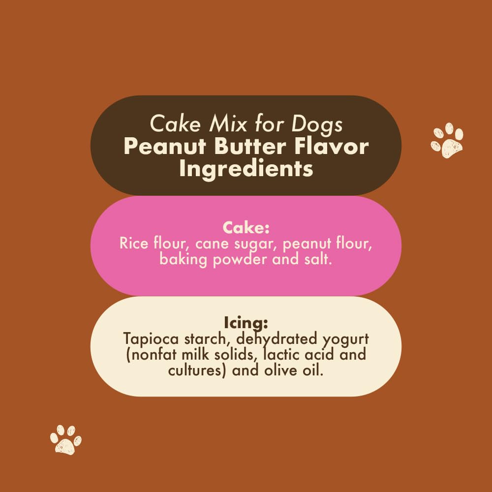 **Puppy Cake - Wheat-Free Dog Birthday Cake Mix with Peanut Butter Flavor & Icing - Easy to Bake or Microwave - Natural Ingredients - Made in USA - Perfect for Dog Parties & Special Occasions**
