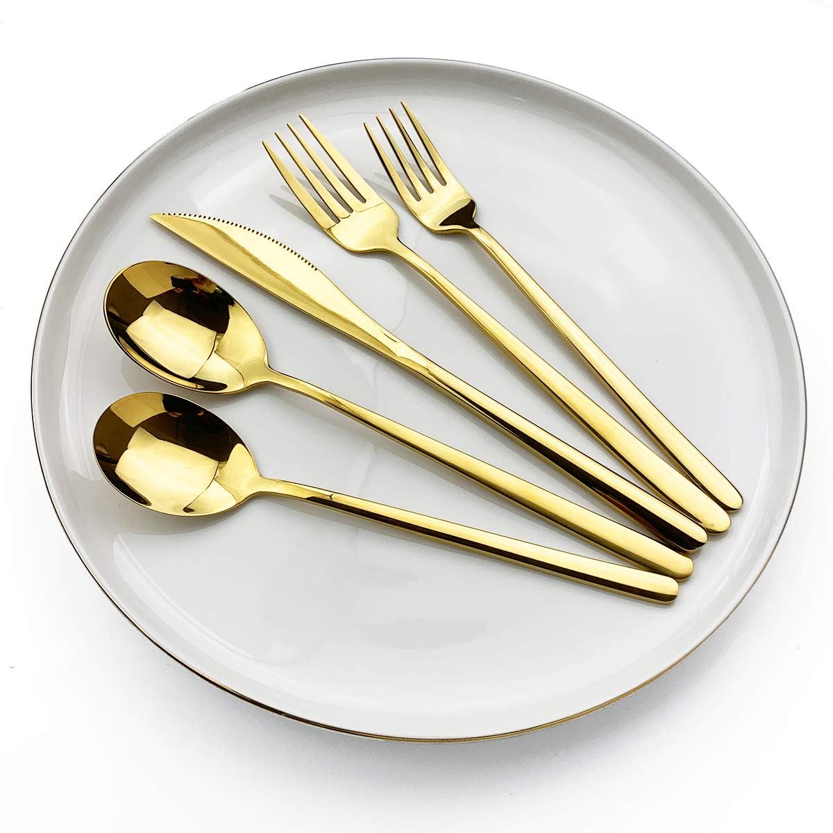 8-Piece Large Stainless Steel Dinner Spoons - 8-inch Elegant Table Soup Spoons Set, Premium Silverware Utensils for Dining, Dishwasher Safe (Shiny Gold Finish) - Perfect for Restaurants, Dinner Parties & Everyday Family Meals
