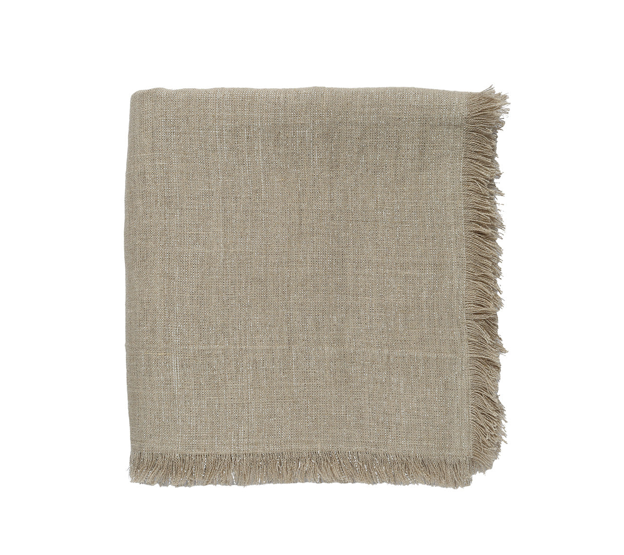 Elegant Natural & Silver Fringe Tablecloth - Perfect for Boho Weddings, Rustic Parties, and Farmhouse Dining Decor