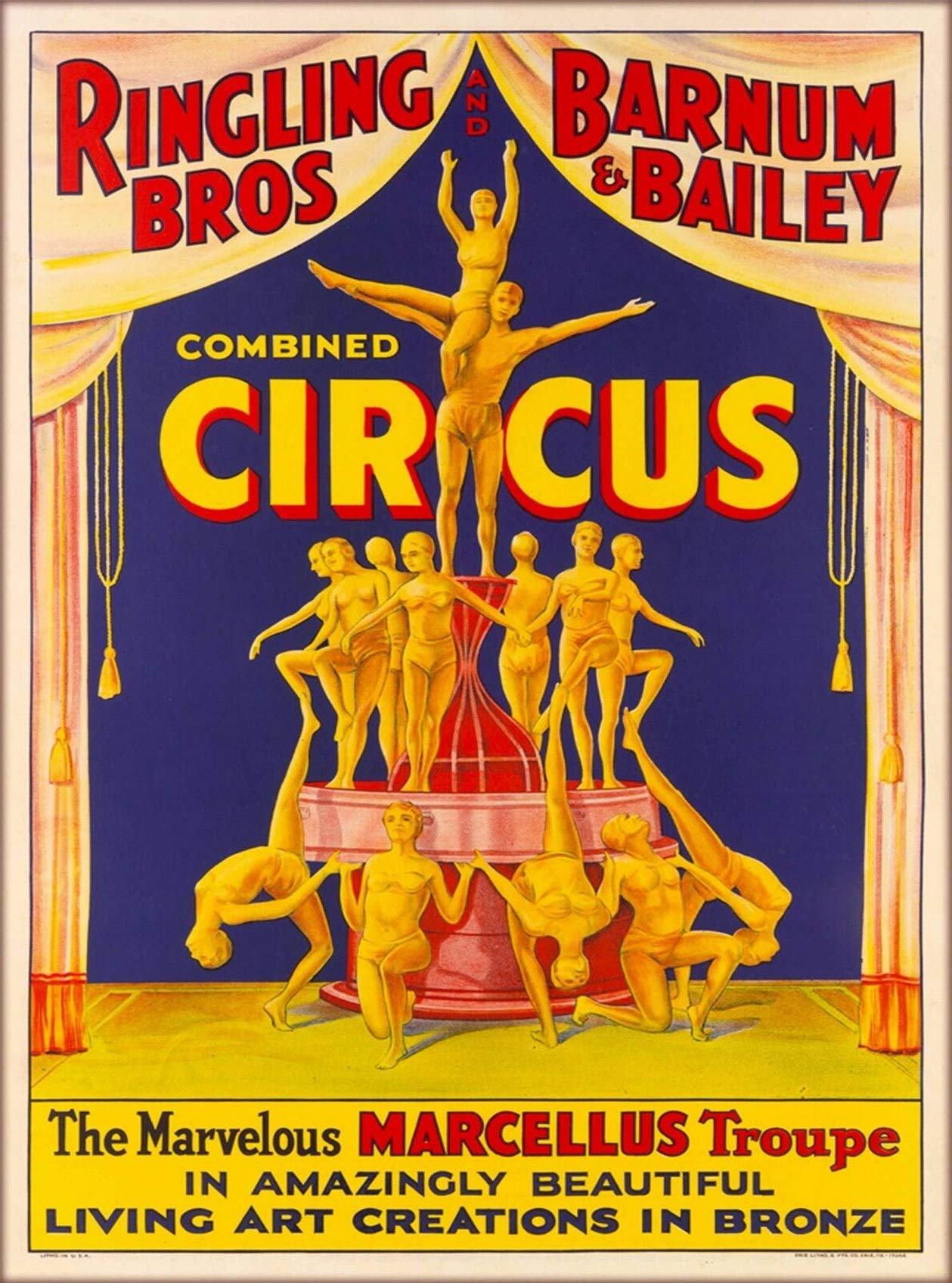 TYmall 1000 Piece Jigsaw Puzzle for Kids & Adults - Vintage Ringling Brothers Marcellus Troupe Circus Travel Advertisement - Educational Family Entertainment Toy | Perfect for Birthday Gifts, Classroom Activities & Family Game Nights
