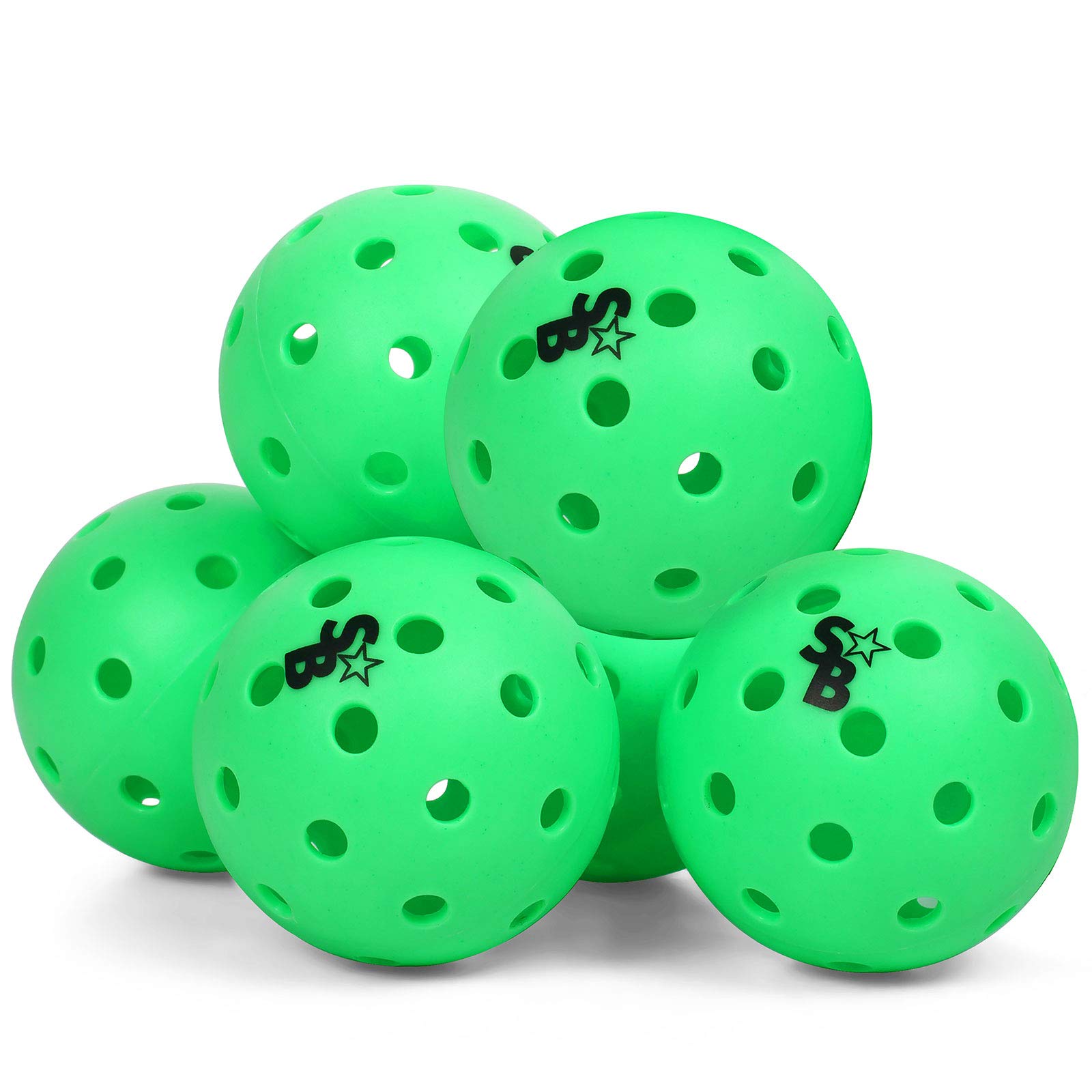 USAPA Approved SB Pickleball Balls 6 Pack - Professional Tournament Outdoor Balls with Supra-40 Holes | Neon Green Color | Hard Bounce for Competitive Play | Perfect for Backyard Games, Club Tournaments & Family Fun