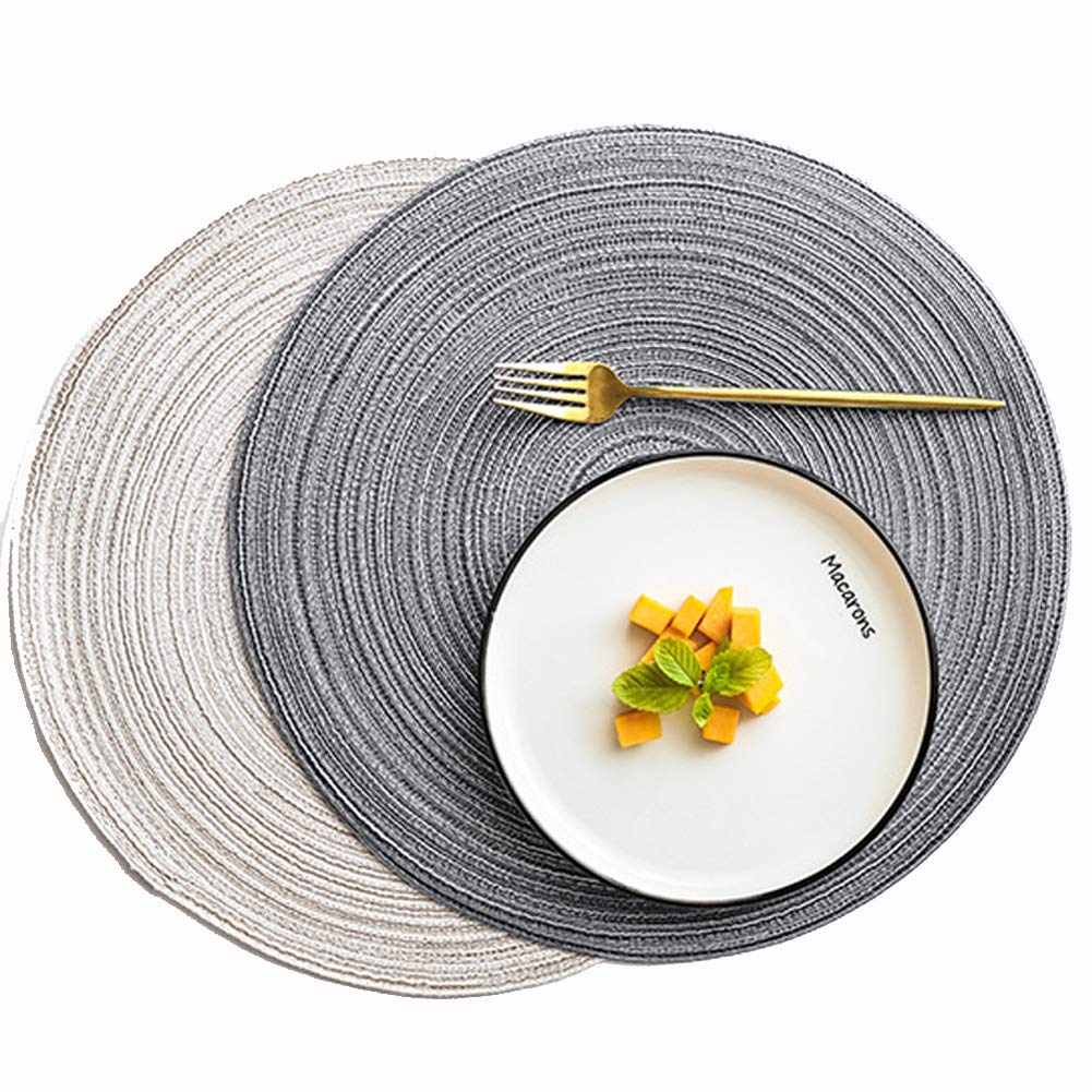 Premium Round Table Place Mats and Coasters Set of 6 - Heat Resistant Washable Dining Table Mats for Kitchen, Dining Room & Outdoor Use
