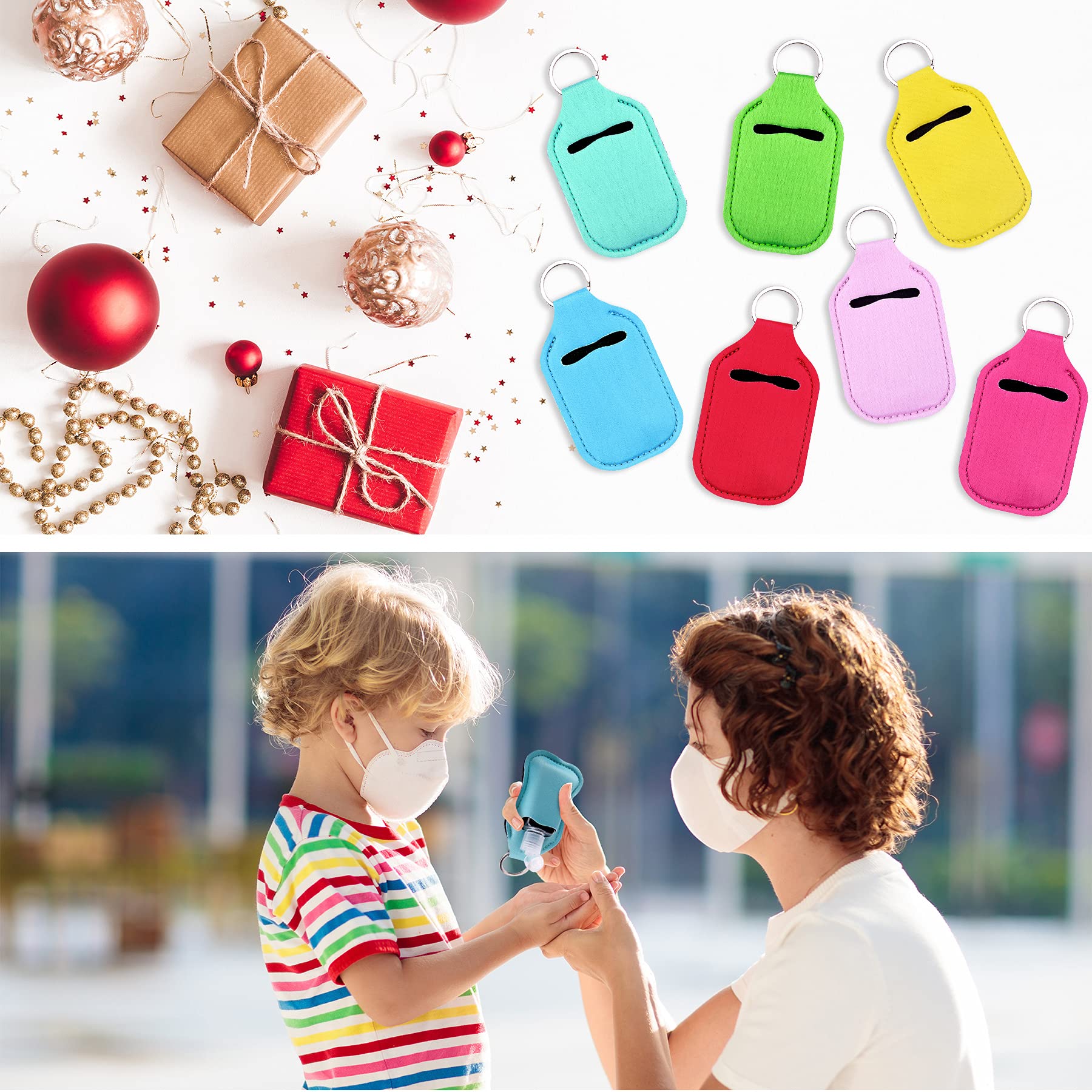 Duufin 60 Pack Hand Sanitizer Keychain Holders & Empty Travel Bottles Set - 30 Reusable Clear Bottles + 30 Sanitizer Holders for Backpack, Purse - Perfect for Travel, Gym, Office & Daily Hygiene