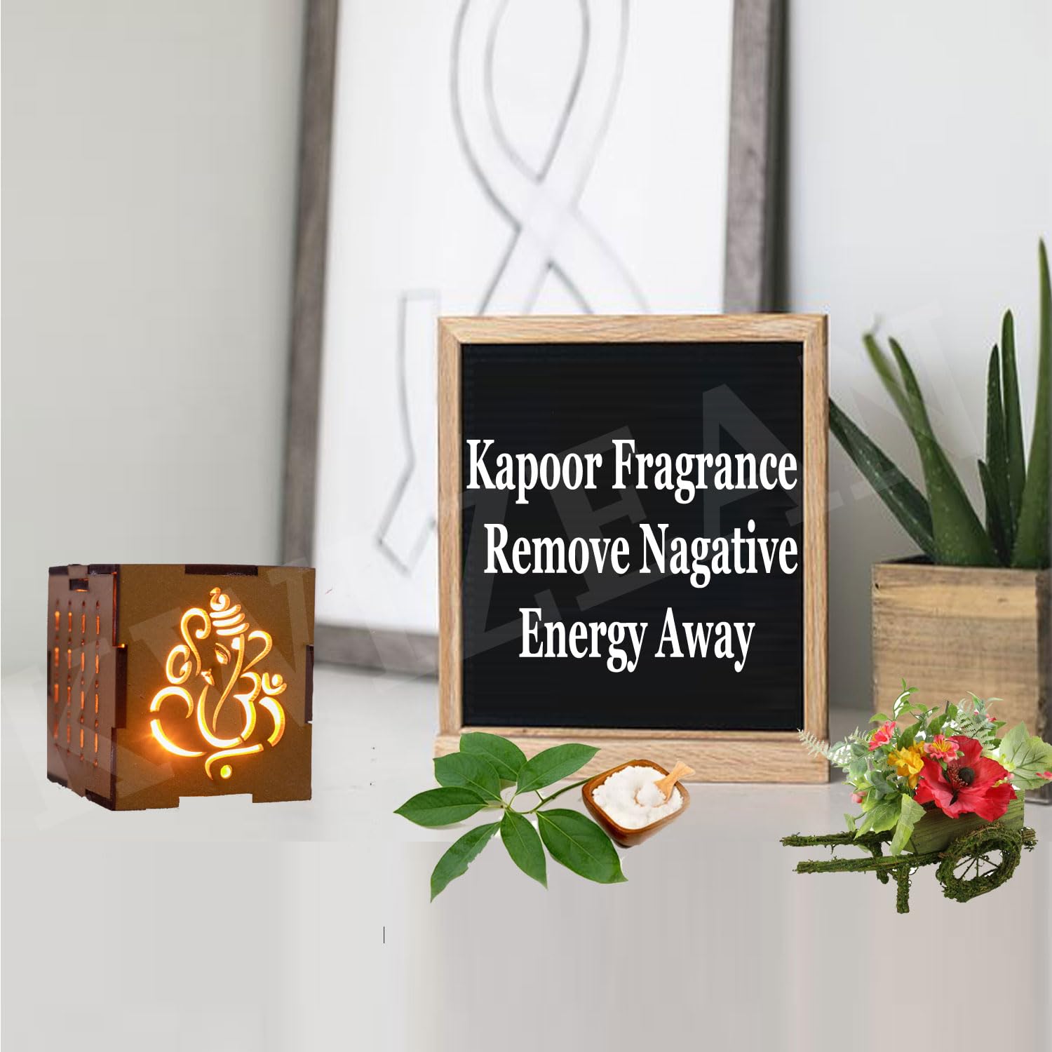 KWIZEAN Electric Camphor Burner Machine - Wooden Karpooram Kapoor Dani Diffuser with Ganesha Design for Home Fragrance & Aromatherapy | Perfect for Meditation, Yoga, and Relaxation Spaces