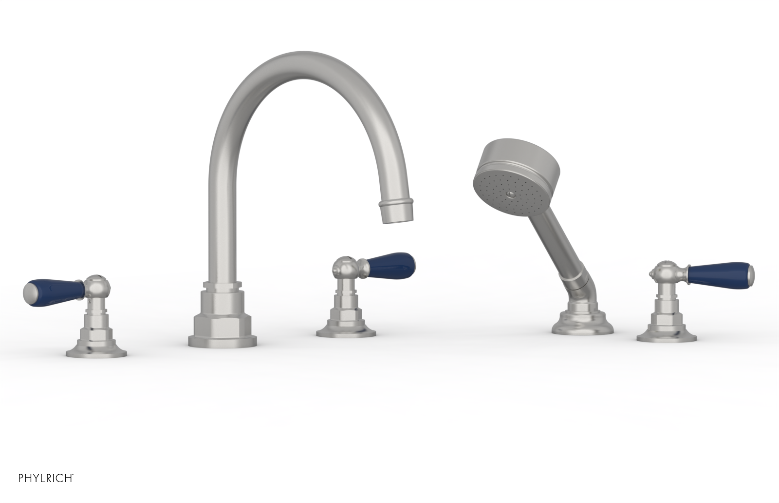 Jamestown Deck Tub Set with Hand Shower - Lever Handles & Navy Blue Accents - 165