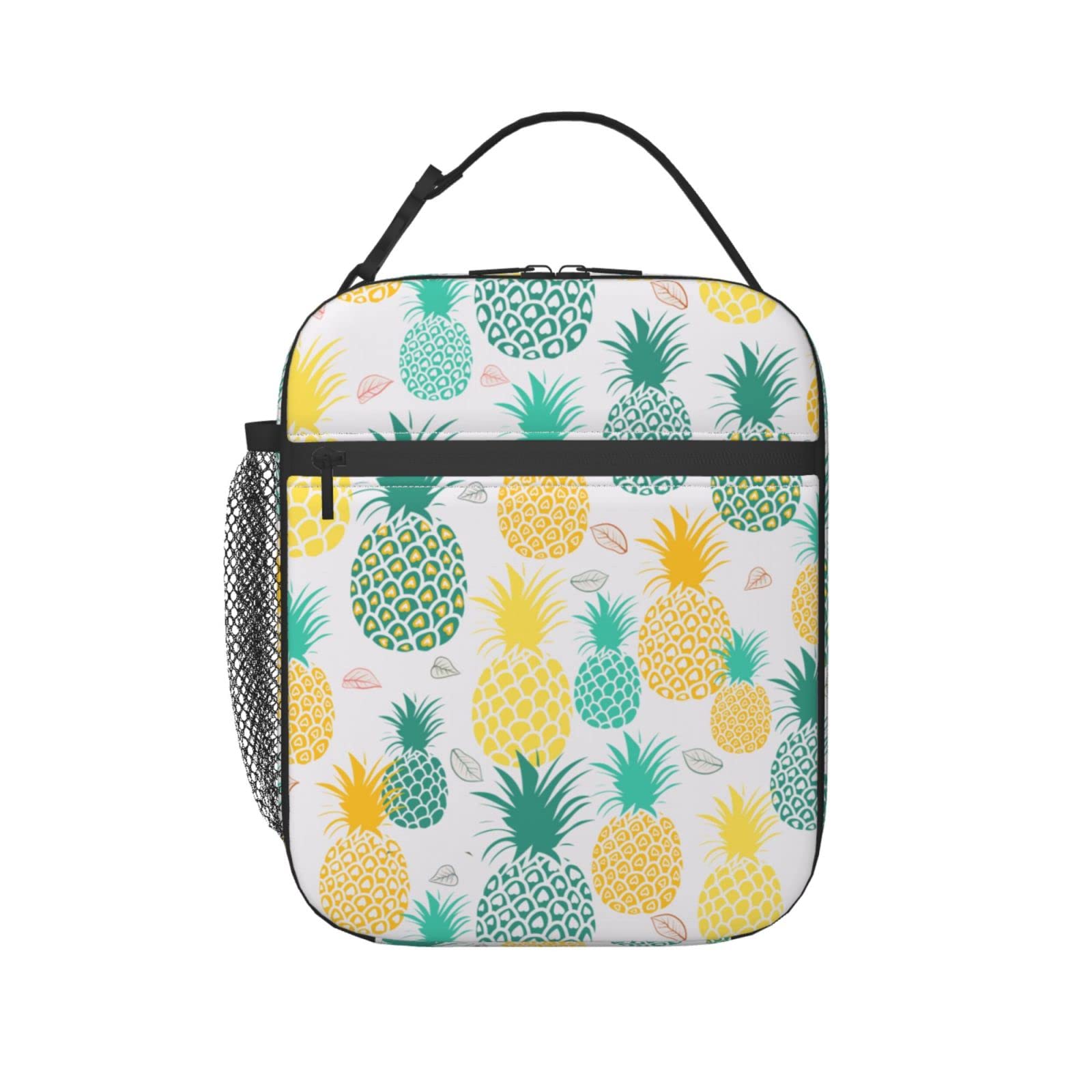 WAZHIJIA Insulated Pineapple Lunch Bag for Women - Reusable Tote Lunch Box Container for Work, School, Picnics & Outdoor Activities