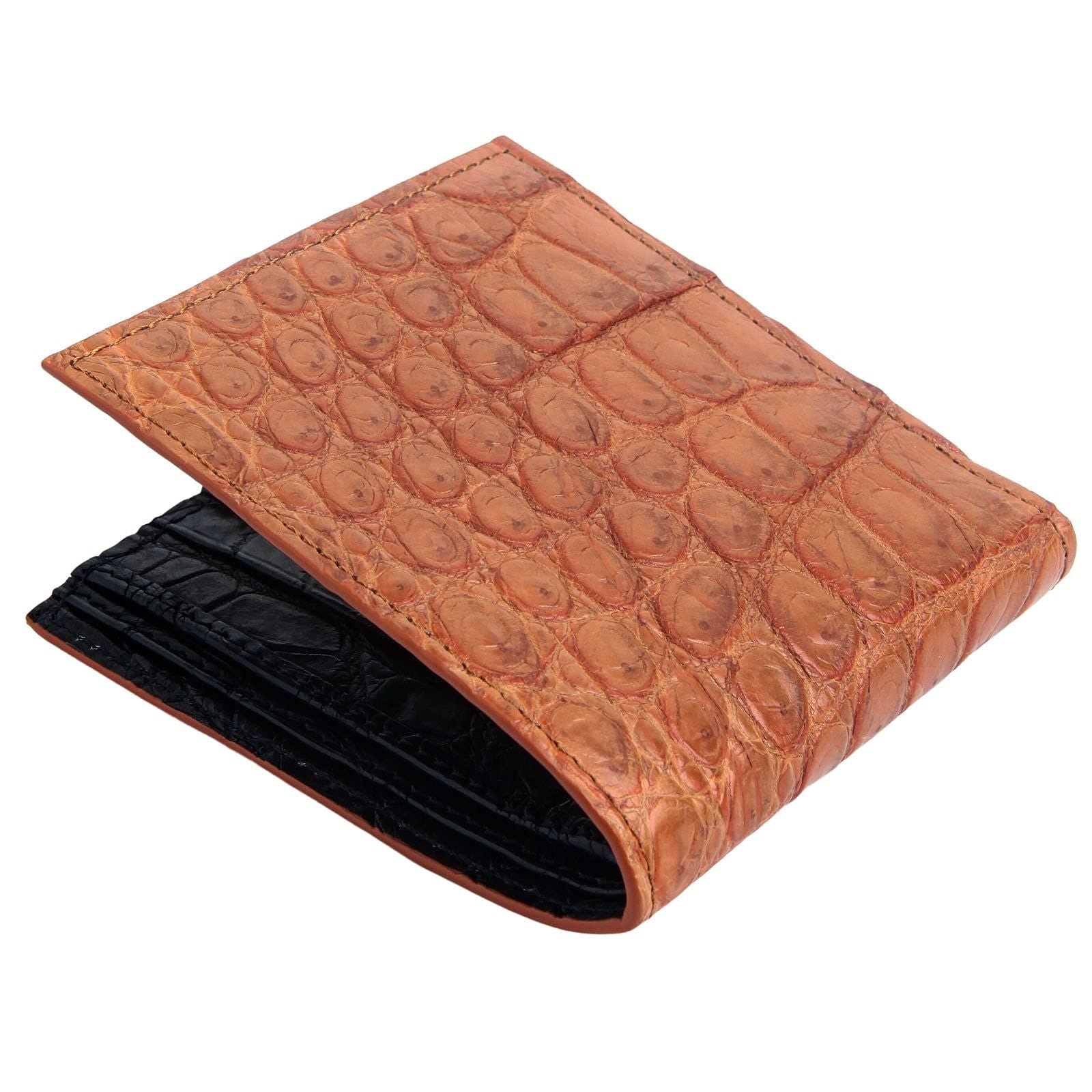 Premium Light Brown Genuine Crocodile Leather Men's Bifold Wallet - Slim RFID Blocking Credit Card Holder for Everyday Carry & Luxury Gift