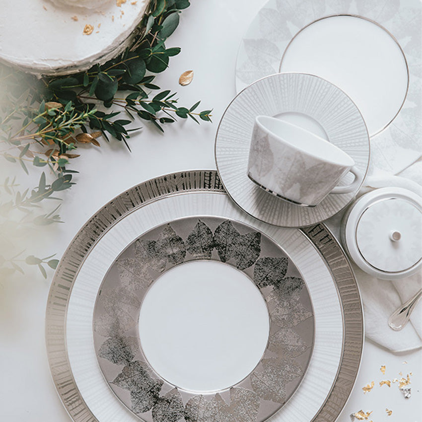 Bernardaud Silva Coupe Soup Bowl - Elegant White & Platinum Fine Porcelain for Gourmet Dining & Special Occasions