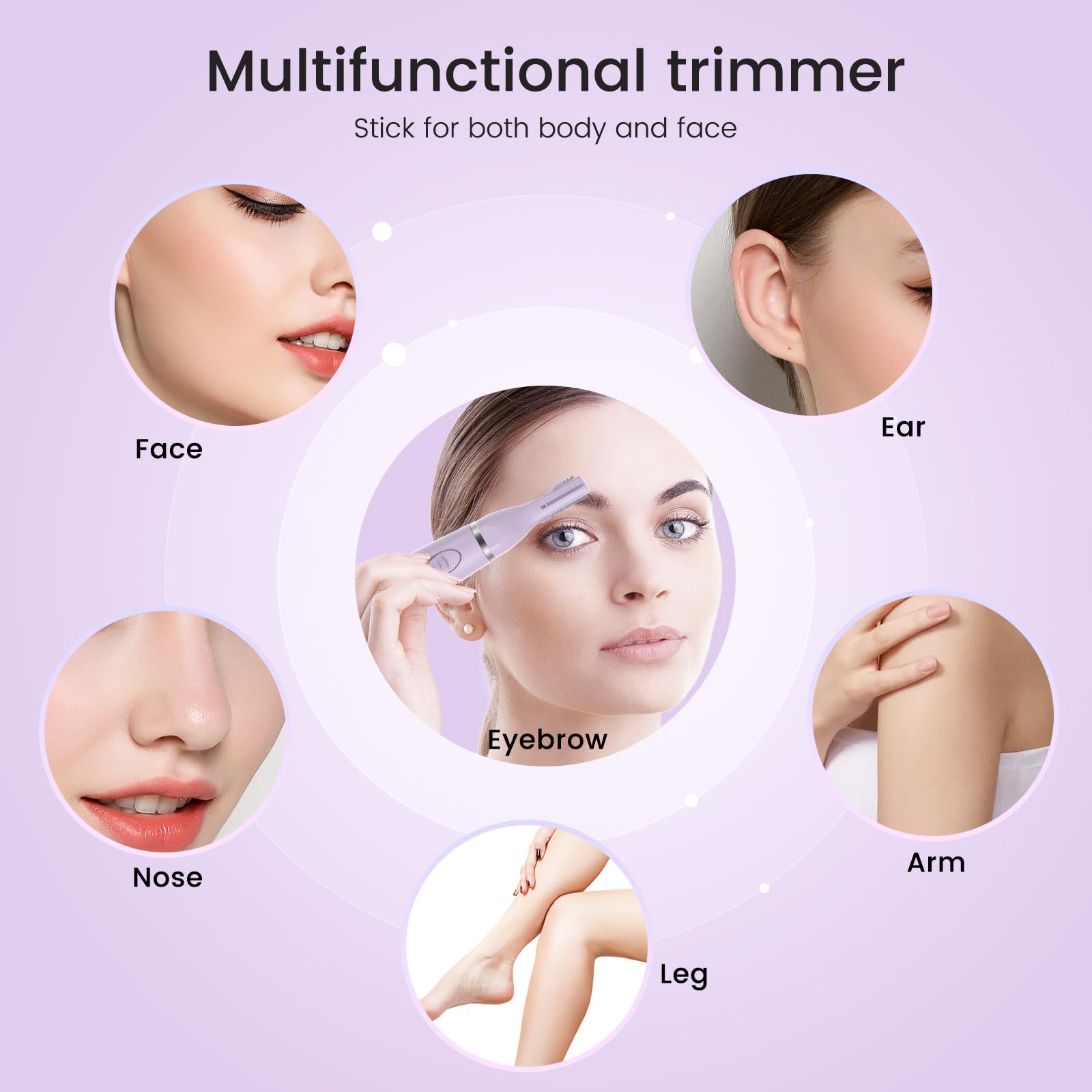 2-in-1 Painless Nose & Eyebrow Trimmer for Women & Men - USB Rechargeable Facial Hair Remover with Double Edged Blades | Easy to Clean | Perfect for Travel, Gym & Daily Grooming