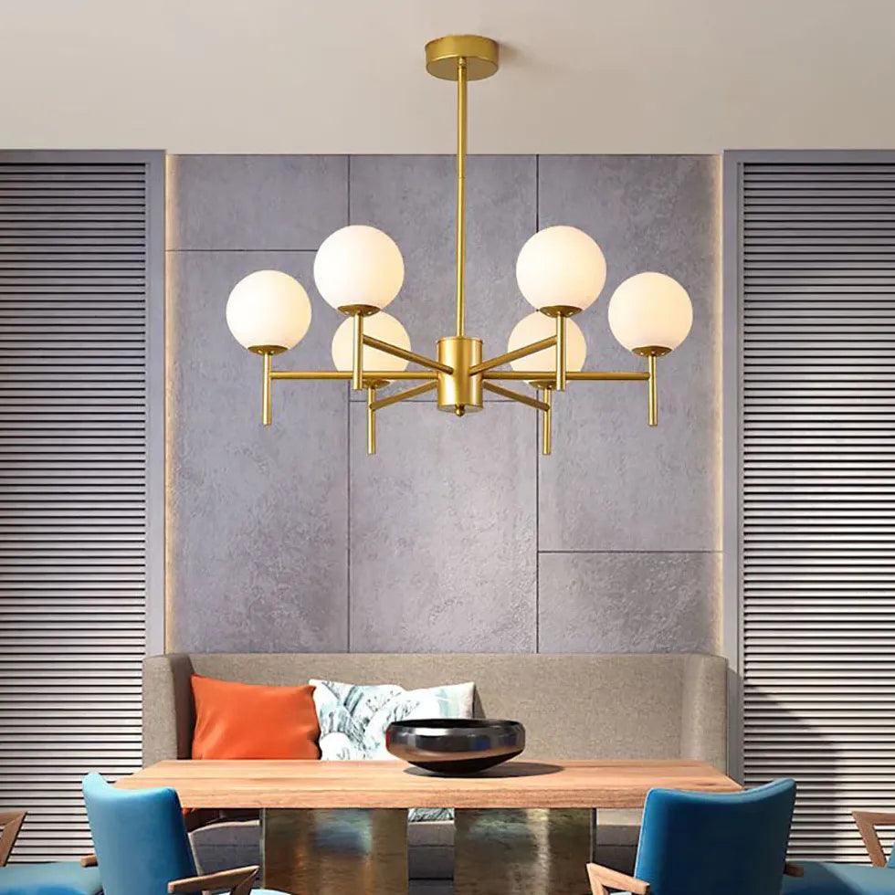 Modern Spherical Glass Multi-Light Chandelier - Elegant Lighting for Living Room, Dining Room, and Bedroom Decor