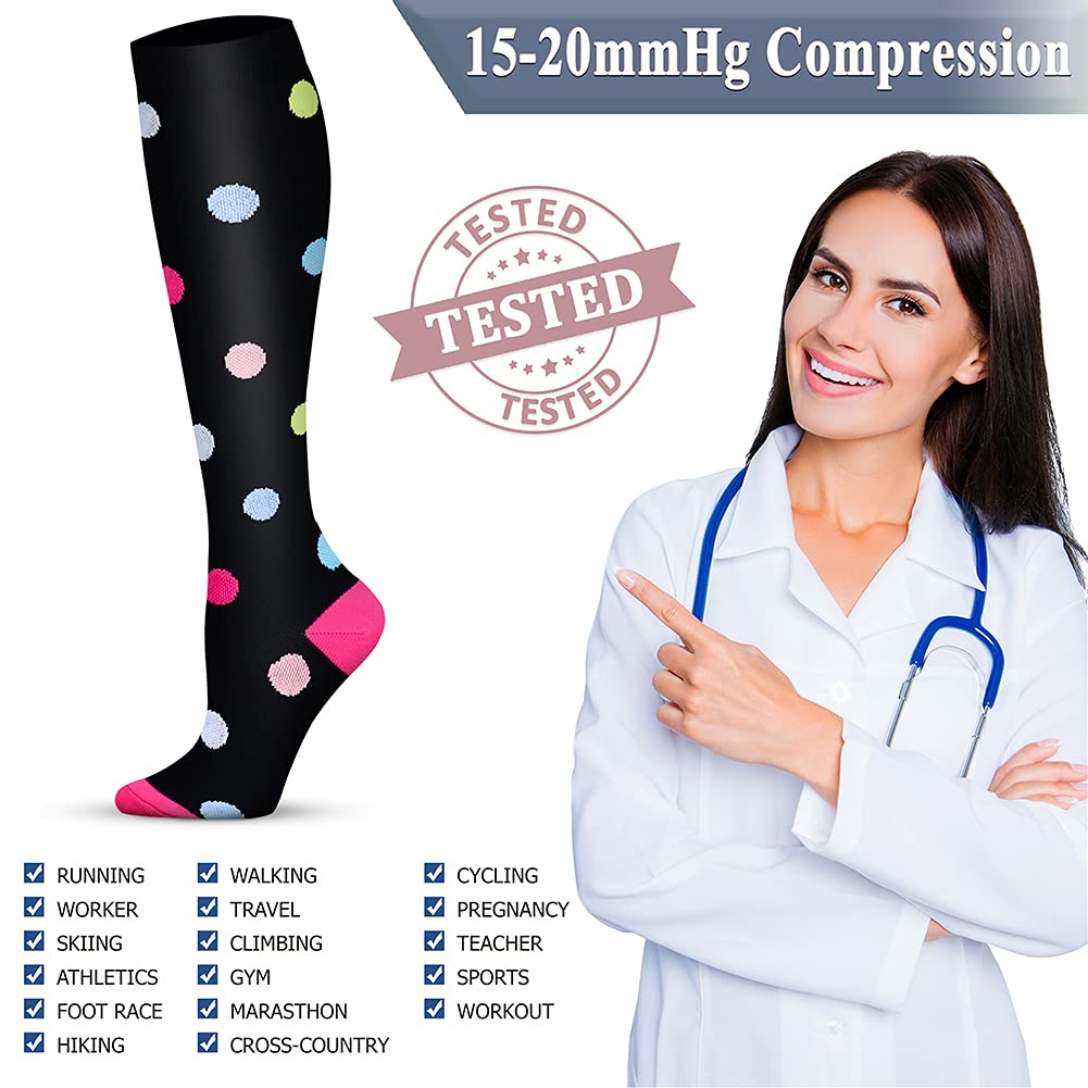 QUXIANG Copper Compression Socks for Women & Men (8 Pairs) - 15-20 mmHg Medical Grade Support for Running, Cycling & Athletic Performance - Improve Blood Circulation & Reduce Swelling - Perfect for Travel, Workouts & Recovery