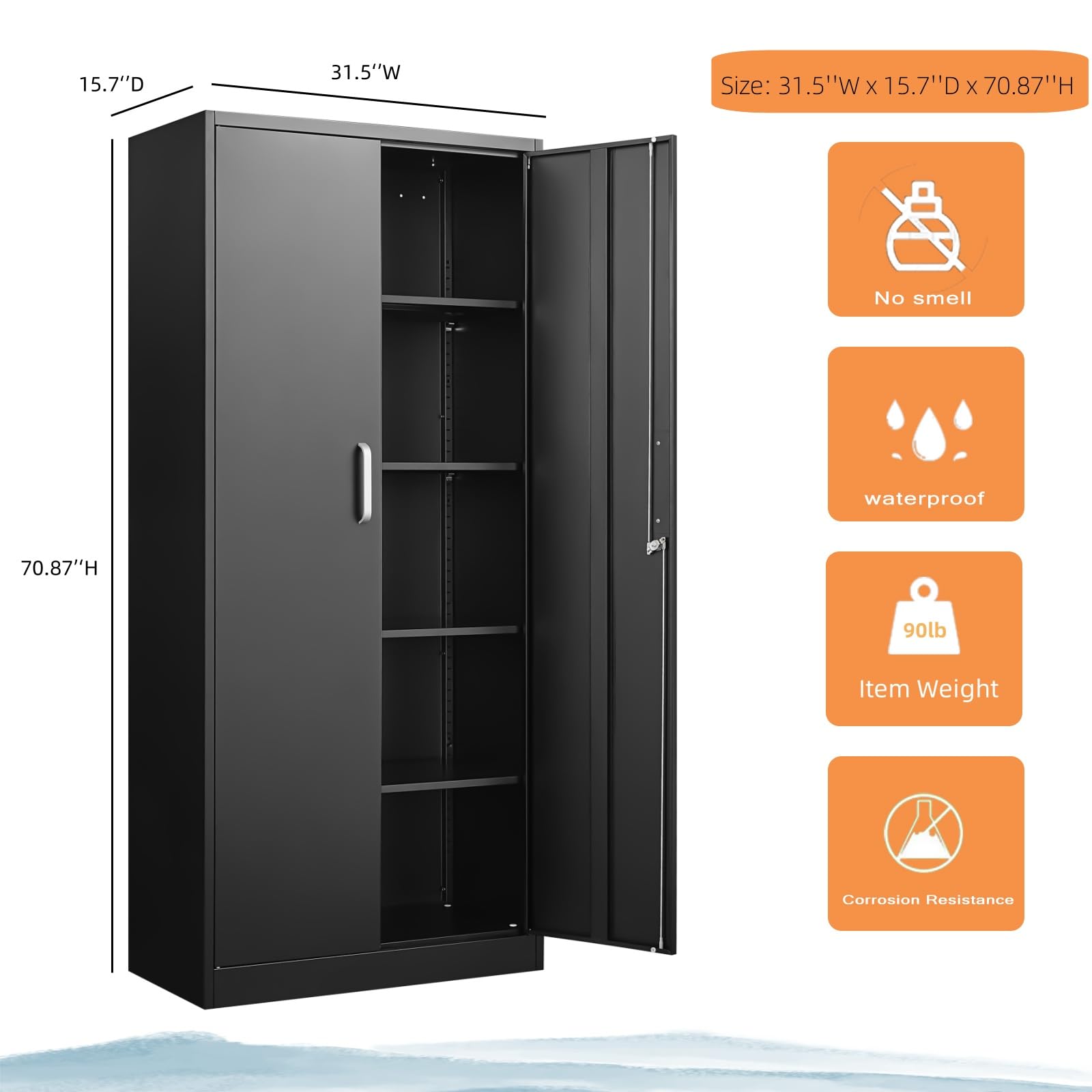 Heavy Duty Metal Storage Cabinet with Adjustable Shelves - 71