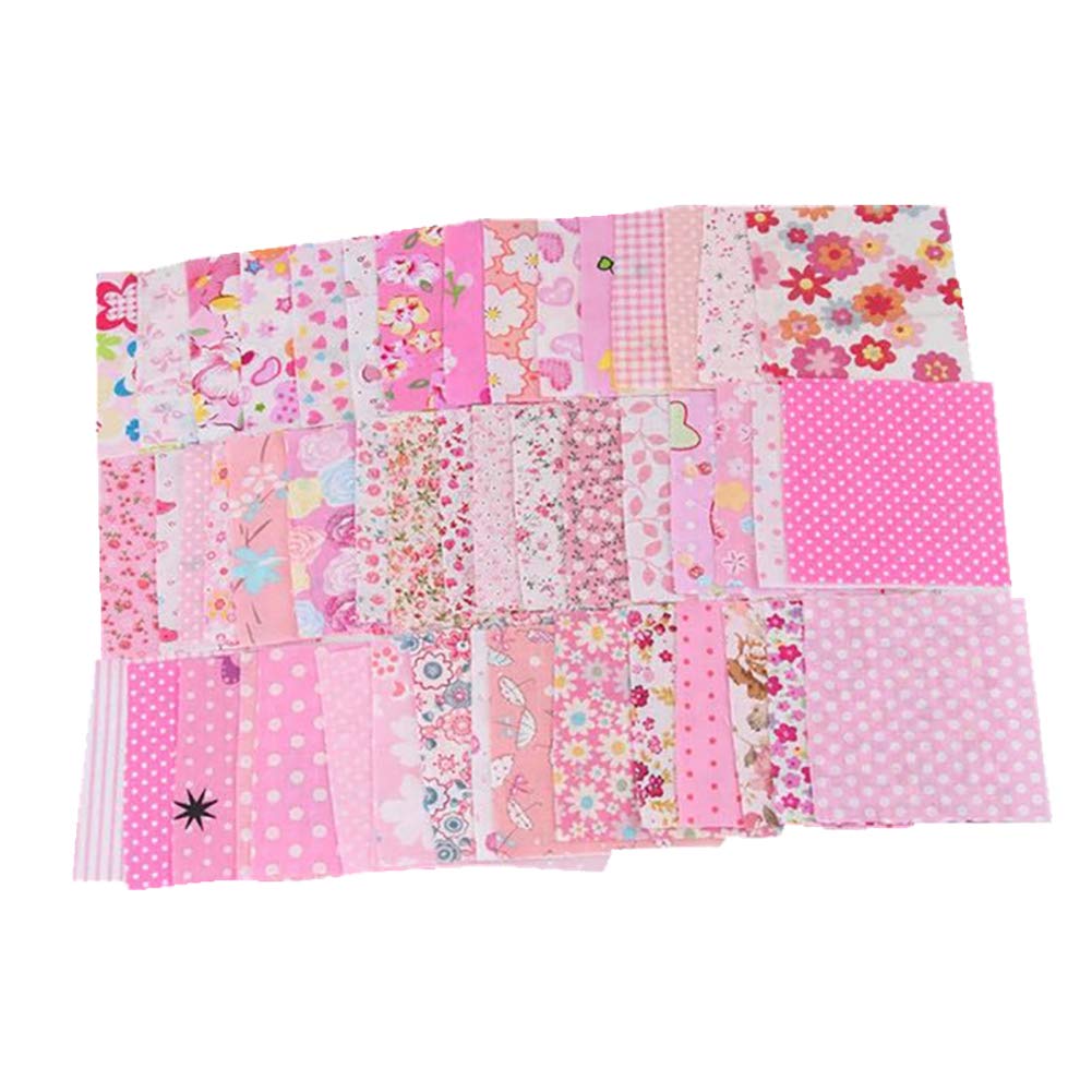 50Pcs Cotton Fabric Scraps for DIY Patchwork, Quilting, Sewing & Crafting - Assorted Pink Squares for Scrapbooking, Home Decor & Gift Making - Perfect for Quilts, Blankets & DIY Projects