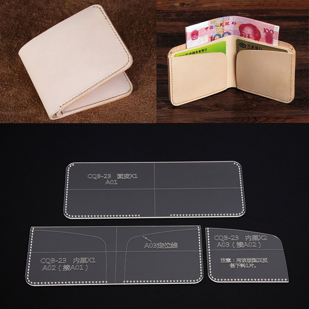 Premium Acrylic & Leather Wallet Templates Set (3-Piece) - DIY Wallet Making, Crafting, Leatherworking for Men & Women - Perfect for Gifts, Fashion Accessories & Handmade Projects