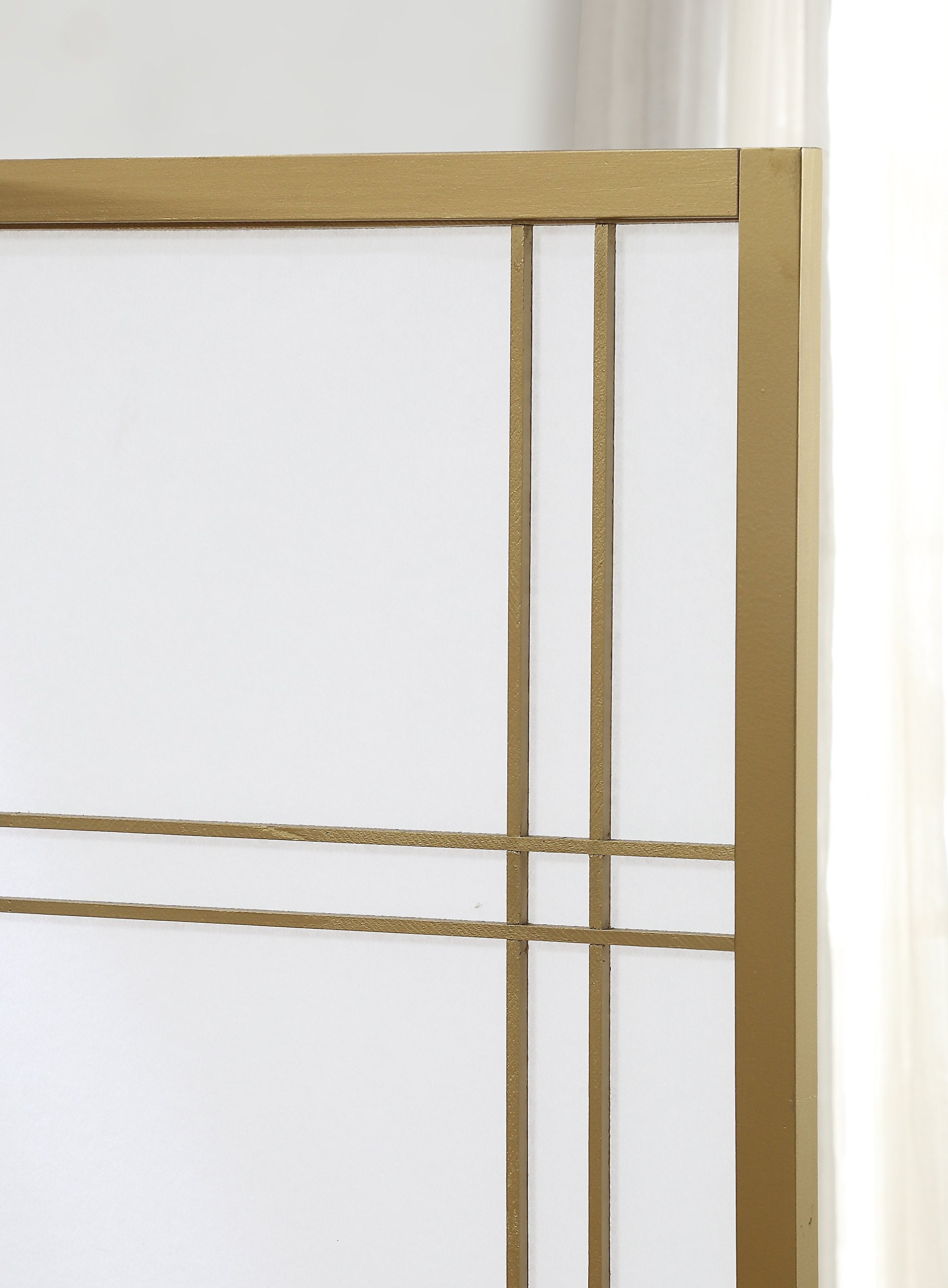 Roundhill Furniture Seto 4-Panel Golden Room Divider Screen - Elegant Folding Privacy Partition for Living Room, Bedroom, Office & Studio Decor