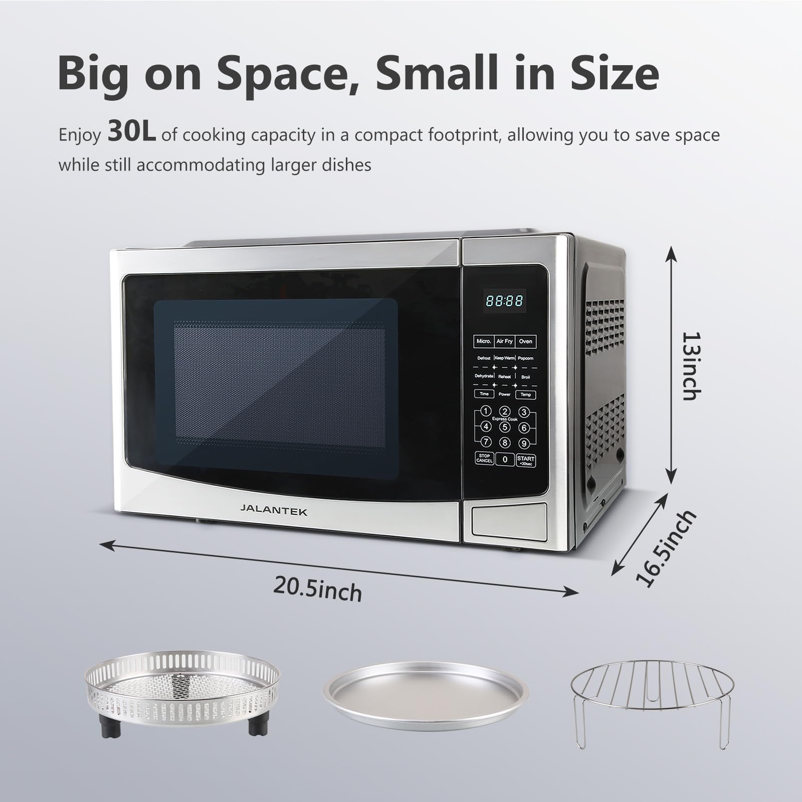 4-in-1 Microwave Oven with Air Fryer, Toaster Oven & Food Dehydrator - 1.2 Cu.ft Stainless Steel Countertop Appliance for Healthy Cooking - Perfect for Small Kitchens, Dorms & RV Living