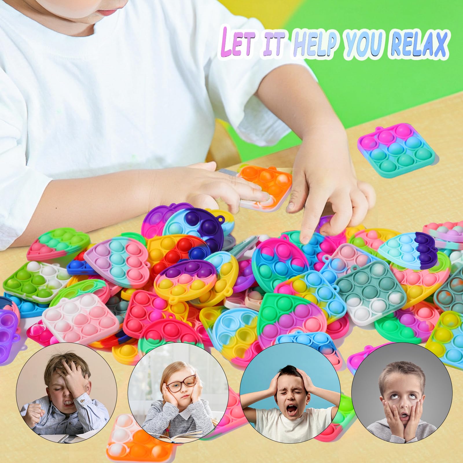 30PCS Bulk Fidget Toys for Kids & Adults - Stress Relief Party Favors, Classroom Prizes, Goodie Bag Stuffers, Treasure Chest Fillers, Bubbles Poppers - Perfect for Birthdays, School Events, and Office Breaks