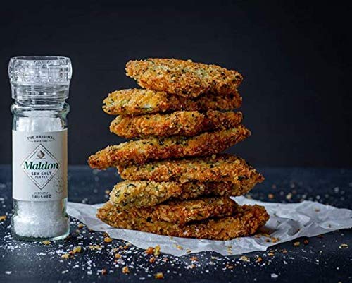 **Maldon Sea Salt Grinder Refillable 55g (6 Pack) - Adjustable Kosher Natural Handcrafted Gourmet Pyramid Crystal Salt for Cooking, Baking & Seasoning - Perfect for Chefs & Home Kitchens**