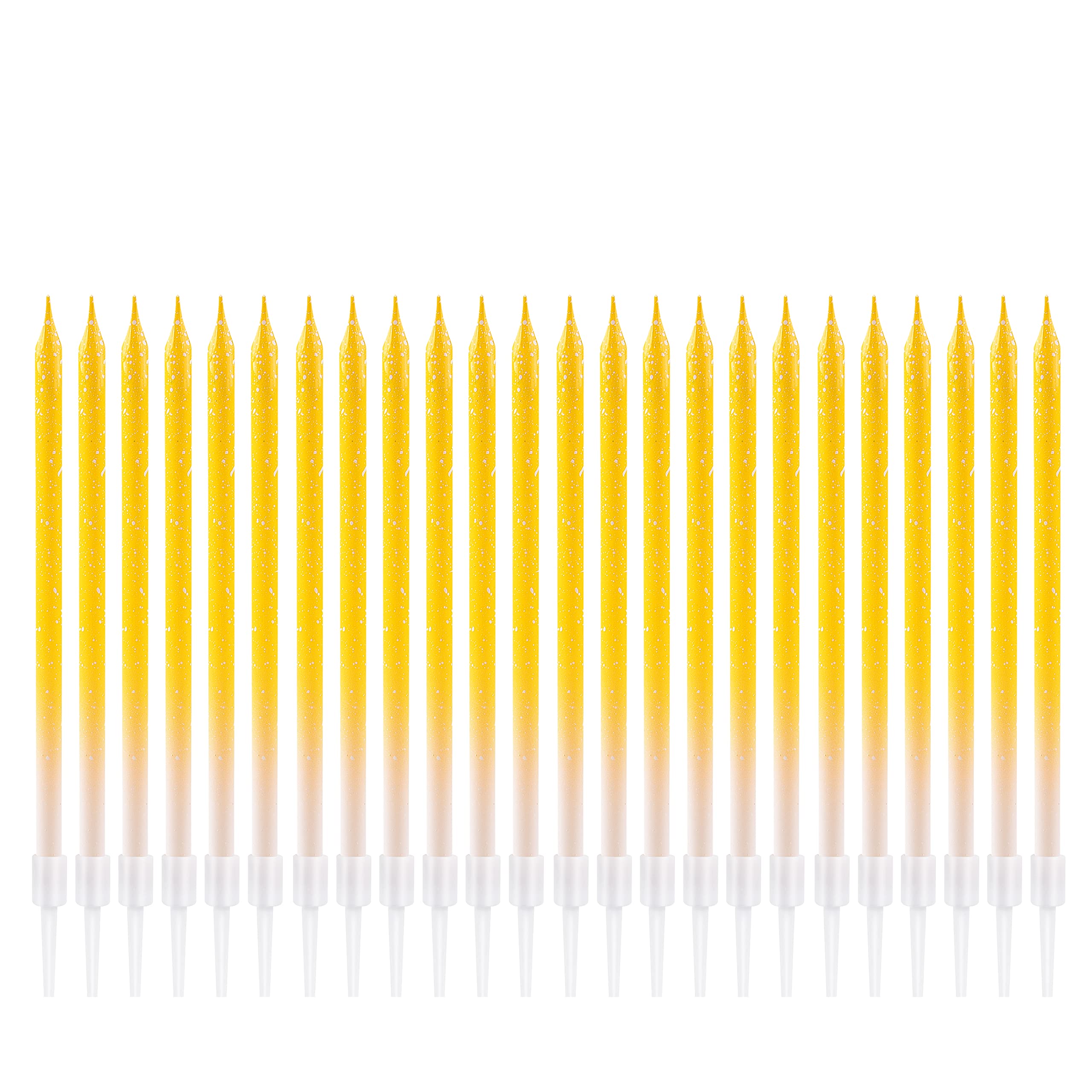 Gradient Birthday Cake Candles with Gold Glitter - 24pcs for Kids Parties