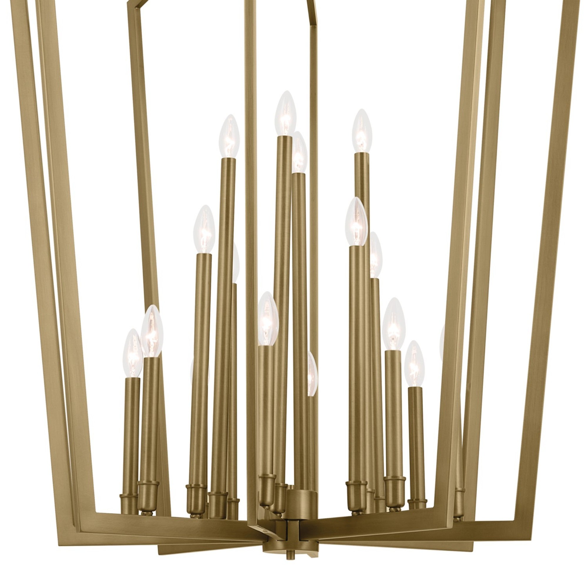 Abbotswell 37-Inch 16-Light Chandelier with Natural Brass Finish - Elegant Dining Room Lighting for Home Decor & Farmhouse Style Interiors