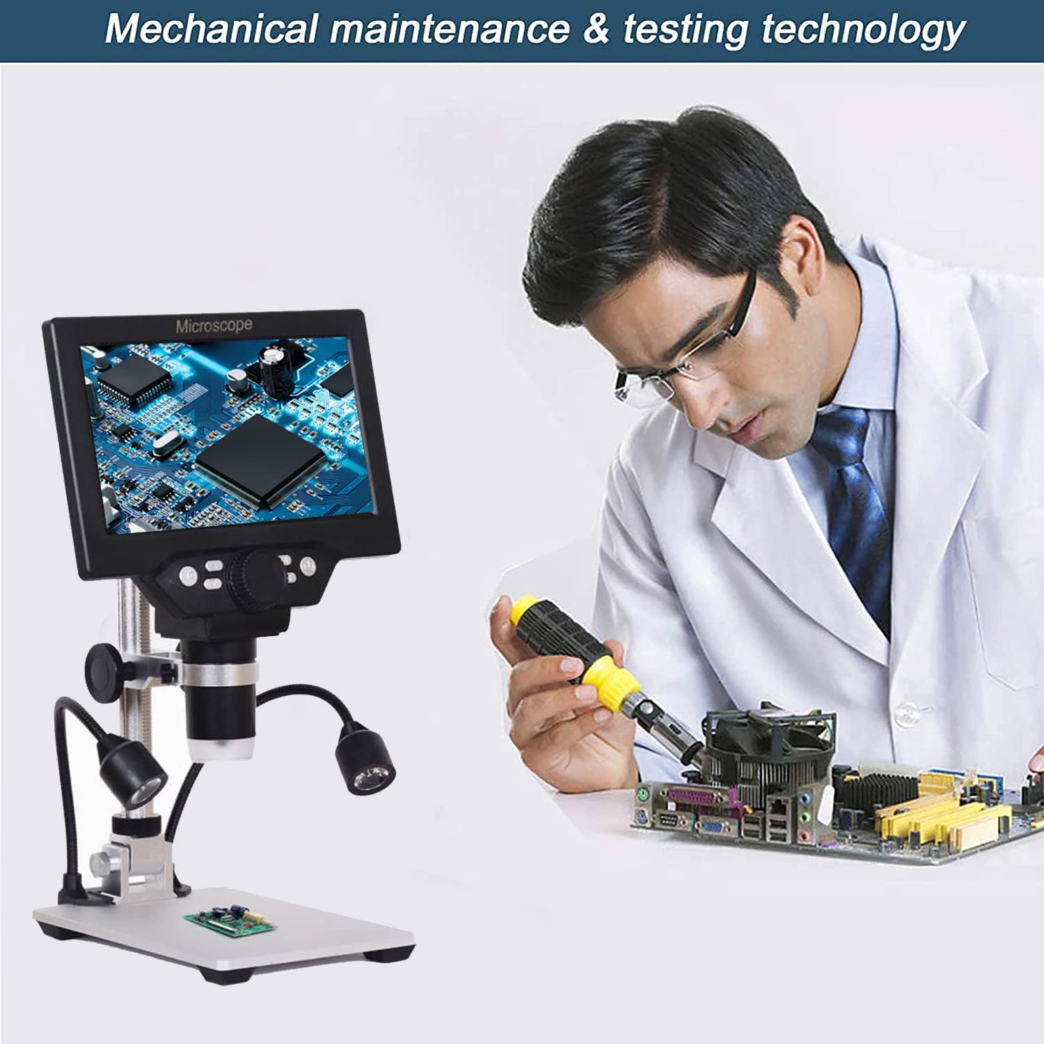 1200X LCD Digital Microscope with 12MP Camera & 7