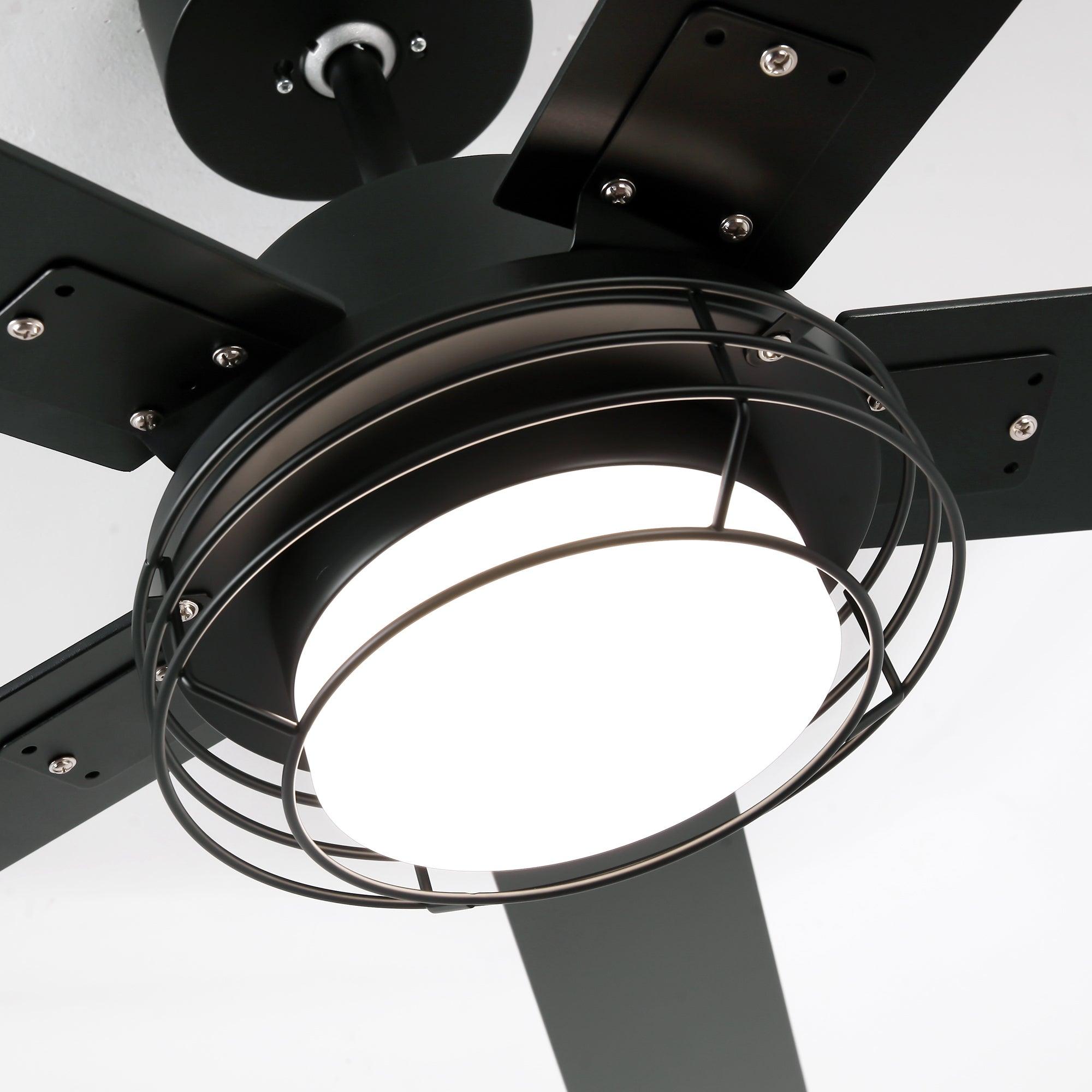 52 Inch Bernice DC Motor Industrial Ceiling Fan with LED Light and Remote Control - Perfect for Warehouses, Garages, and Large Spaces