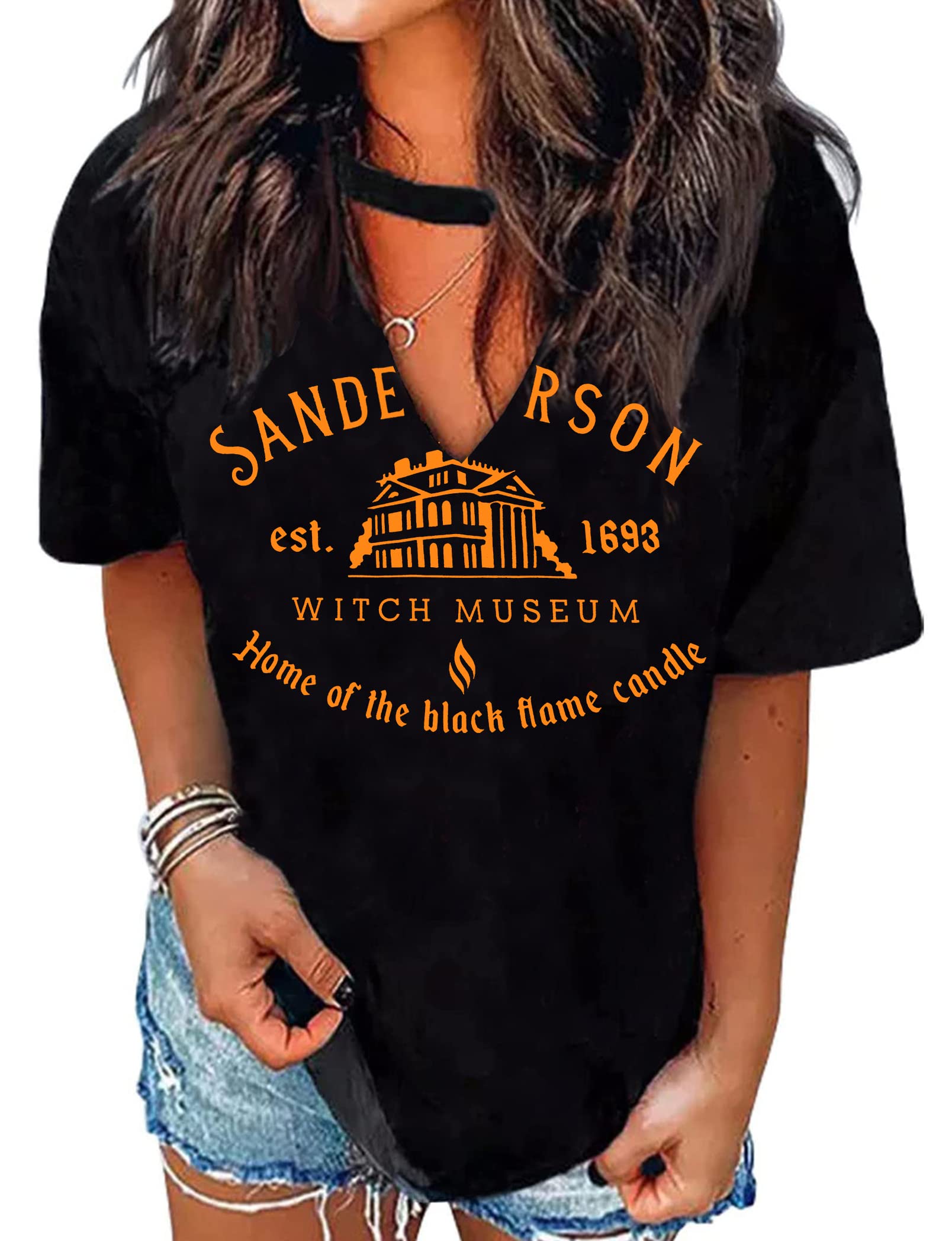 MAIHUN Halloween T-Shirt for Women - Hocus Pocus Sanderson Sisters Horror Movie Tee | Scary Squad Graphic Top for Halloween Parties, Costume Events & Horror Movie Nights