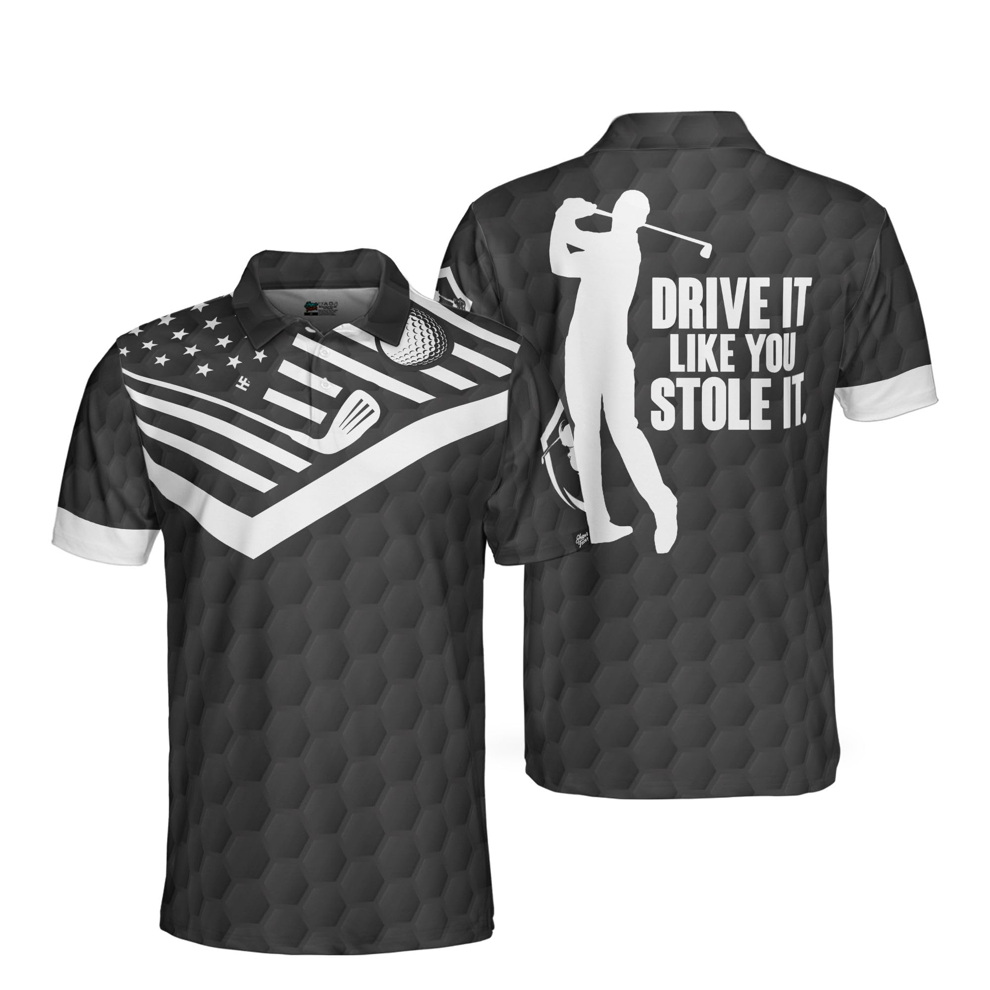 Custom Golf Polo Shirts for Men - Personalized Short Sleeve Golf Shirts with Club & Flag Design | Perfect for Golf Tournaments, Country Club Events & Casual Wear